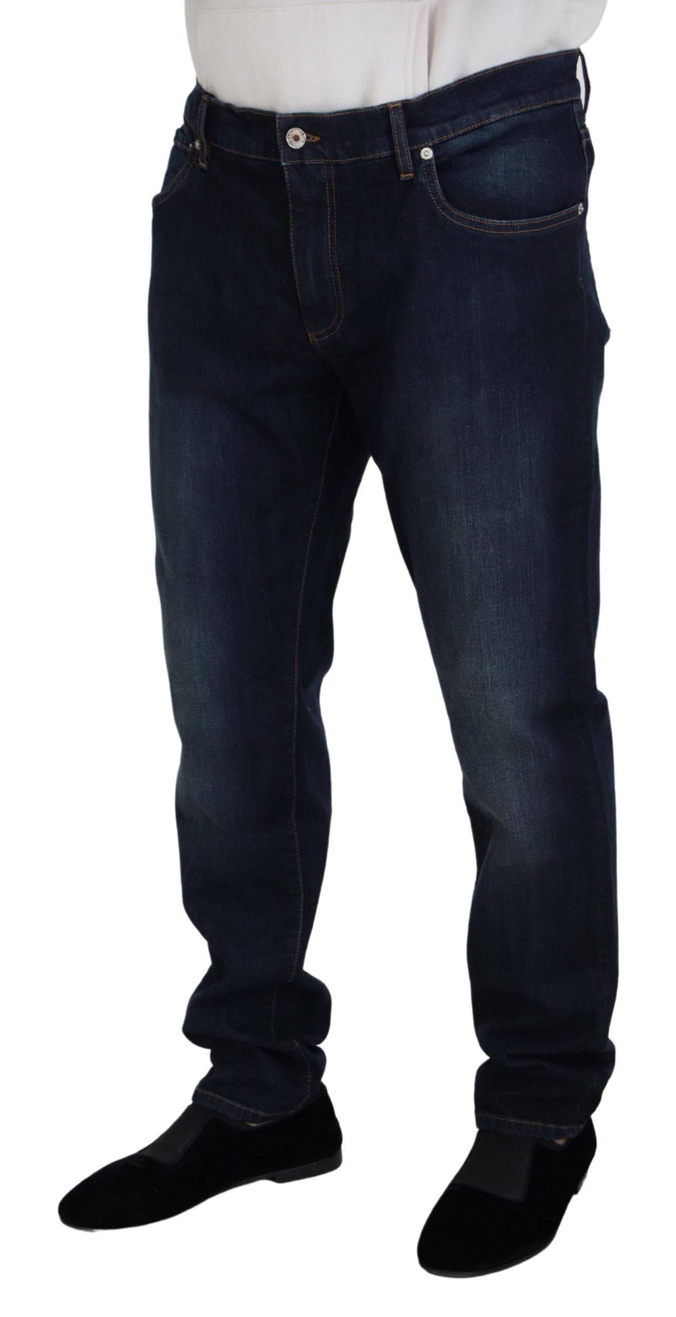 Dolce & Gabbana Blue Cotton Straight Fit Casual Denim Jeans-2