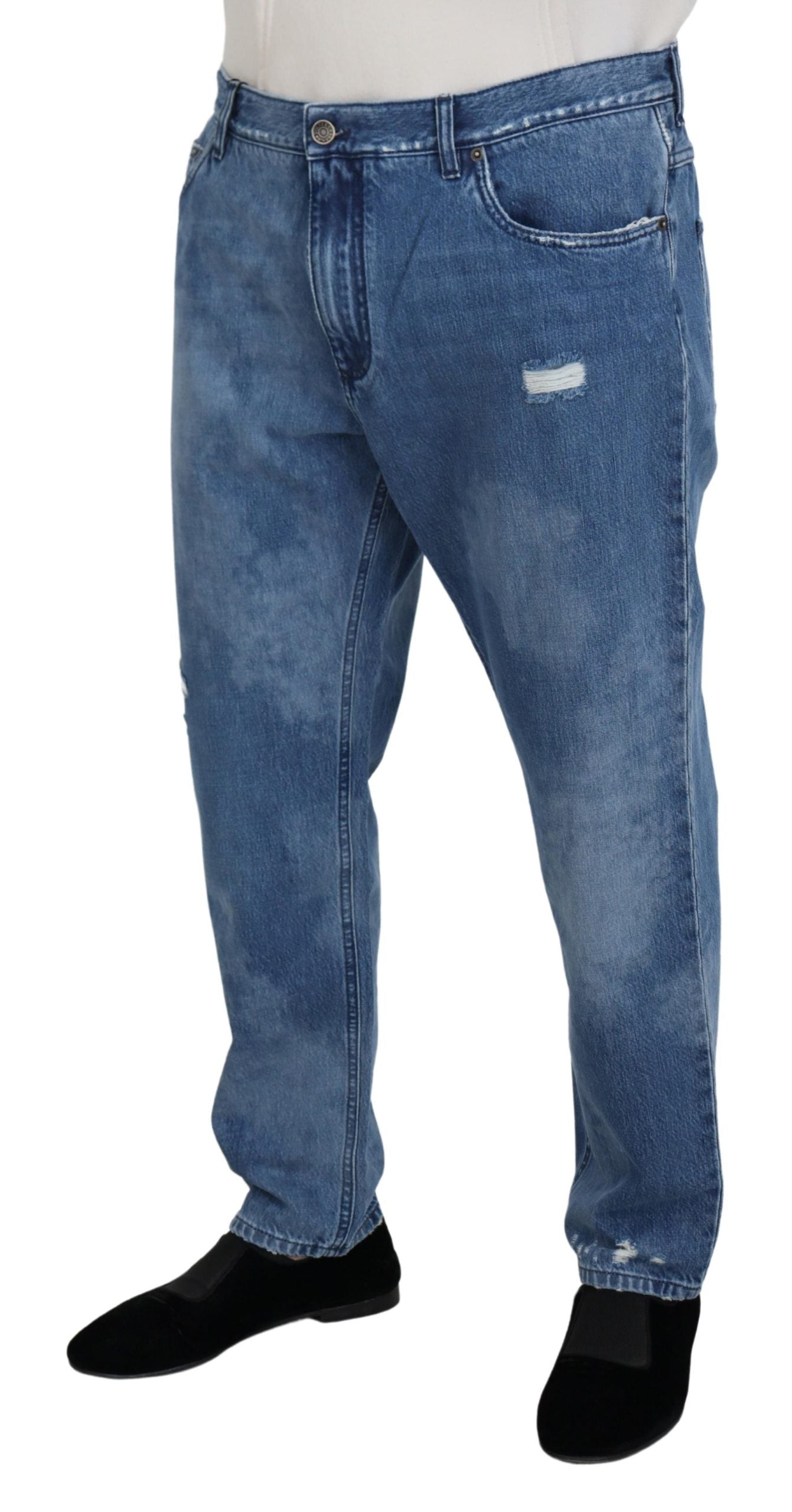 Dolce & Gabbana Blue Washed Cotton Casual Denim Jeans-2