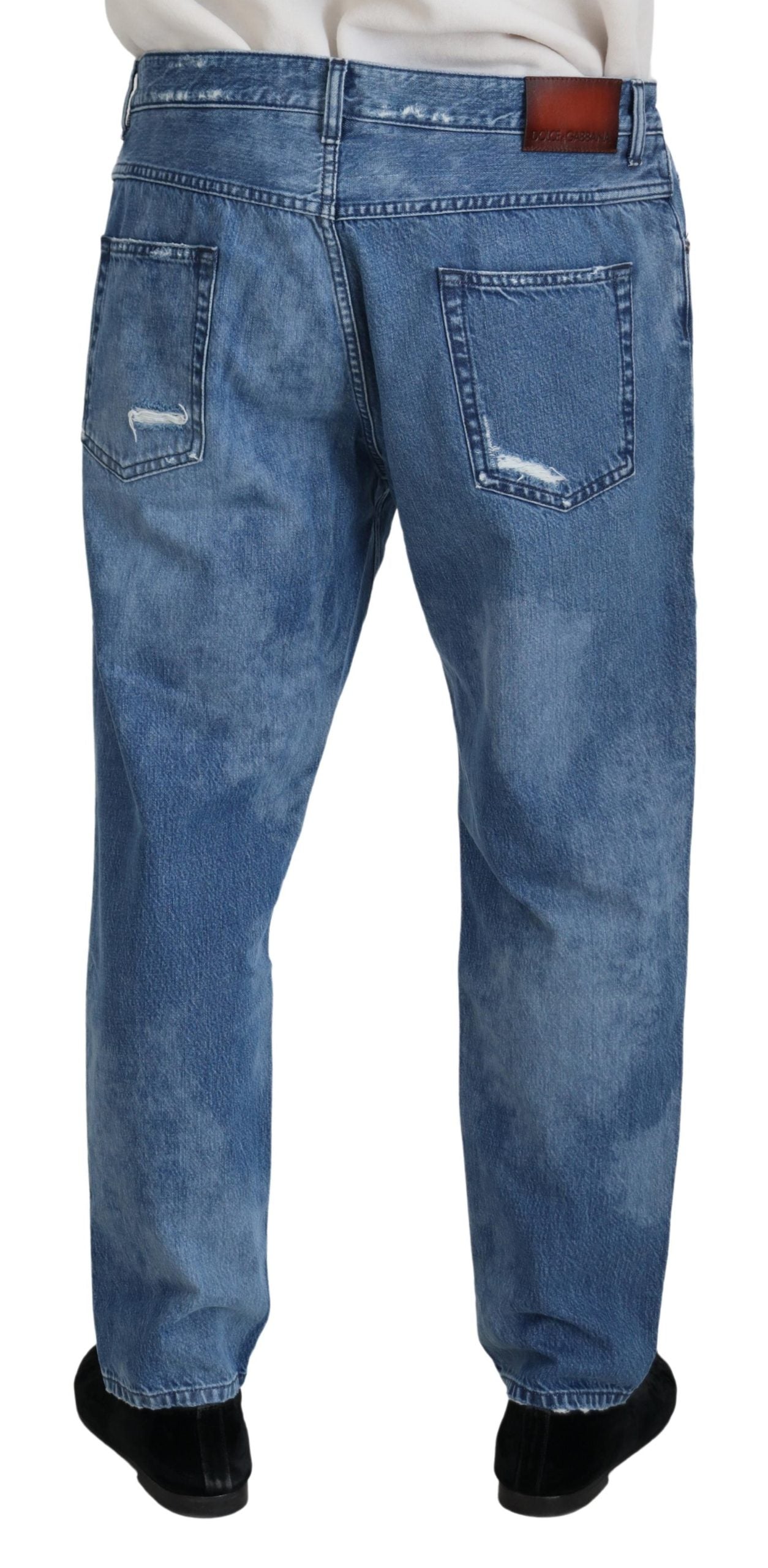 Dolce & Gabbana Blue Washed Cotton Casual Denim Jeans-3
