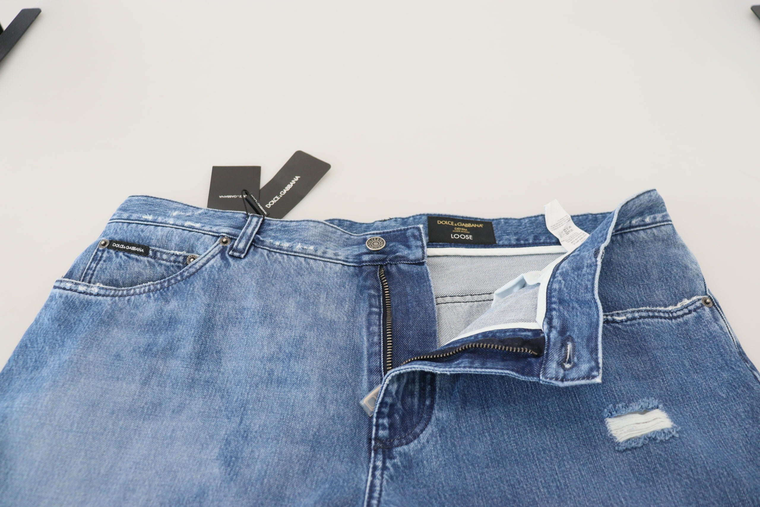 Dolce & Gabbana Blue Washed Cotton Casual Denim Jeans-4