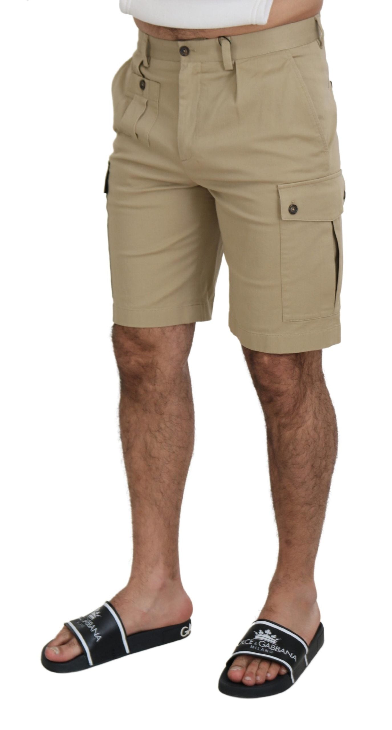 Dolce & Gabbana Beigefarbene Cargo-Bermudashorts aus Baumwolle-3