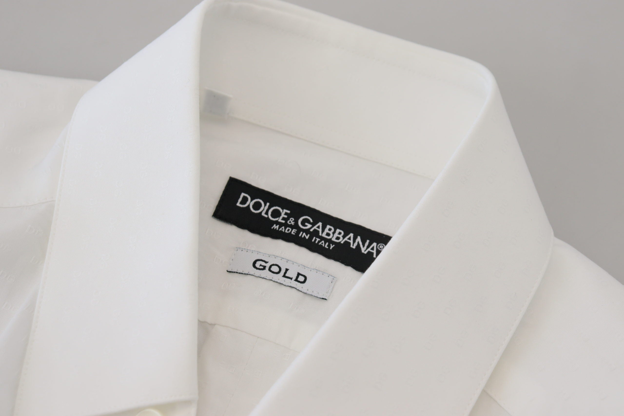 Dolce & Gabbana Weißes Baumwollhemd Slim Fit Formal Dress GOLD-6