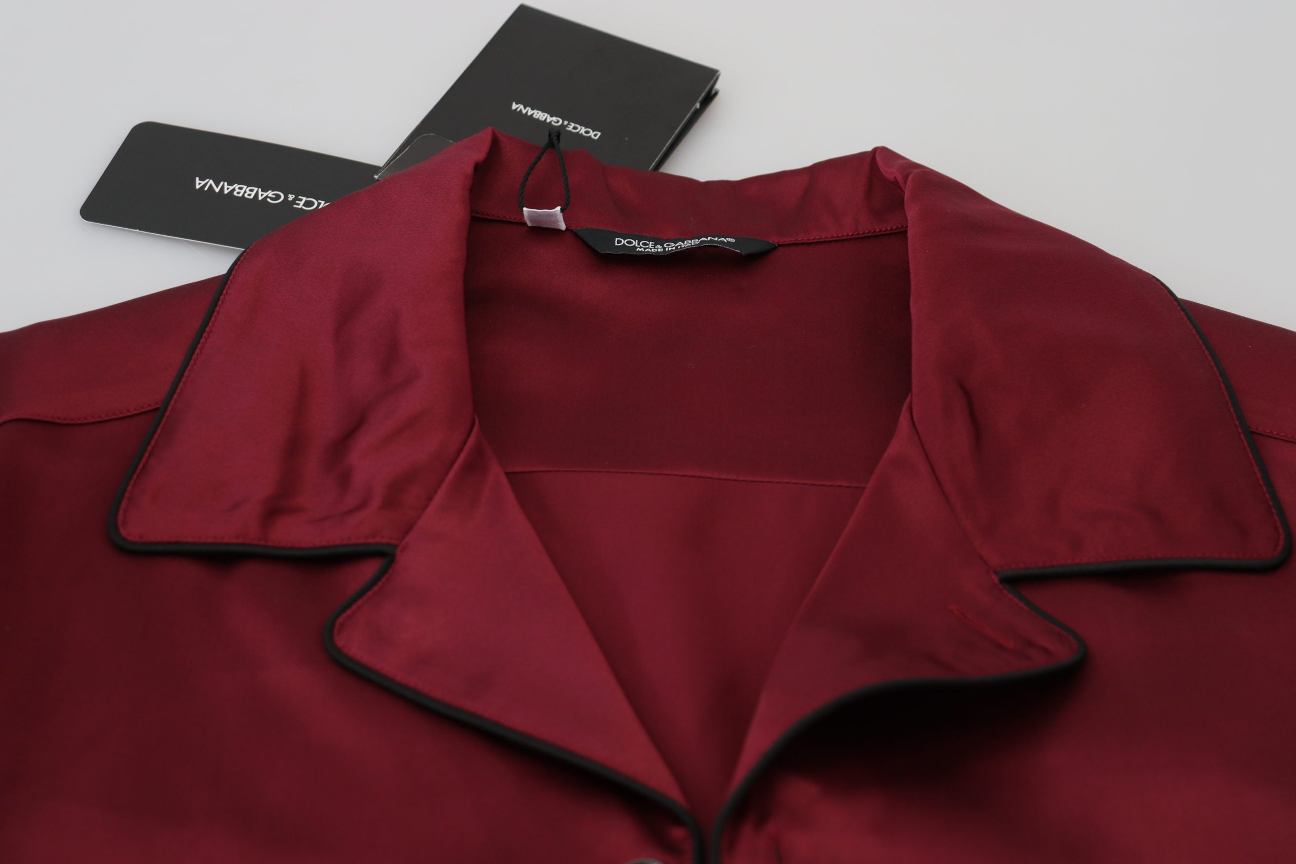 Dolce & Gabbana Red Silk Lounge Top Pyjama Shirt-7
