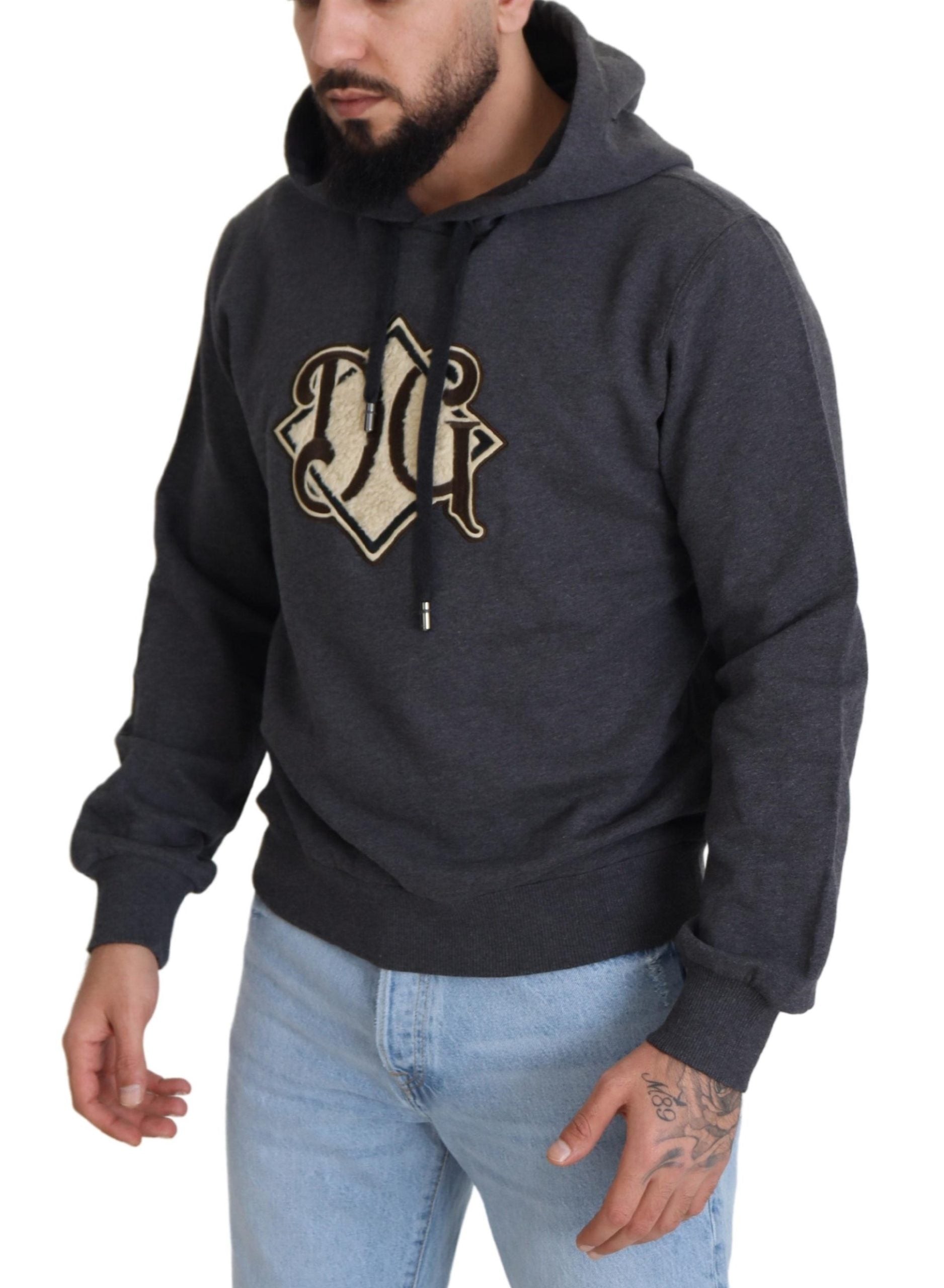 Dolce & Gabbana Grey Logo Cotton Hooded Sweatshirt-2