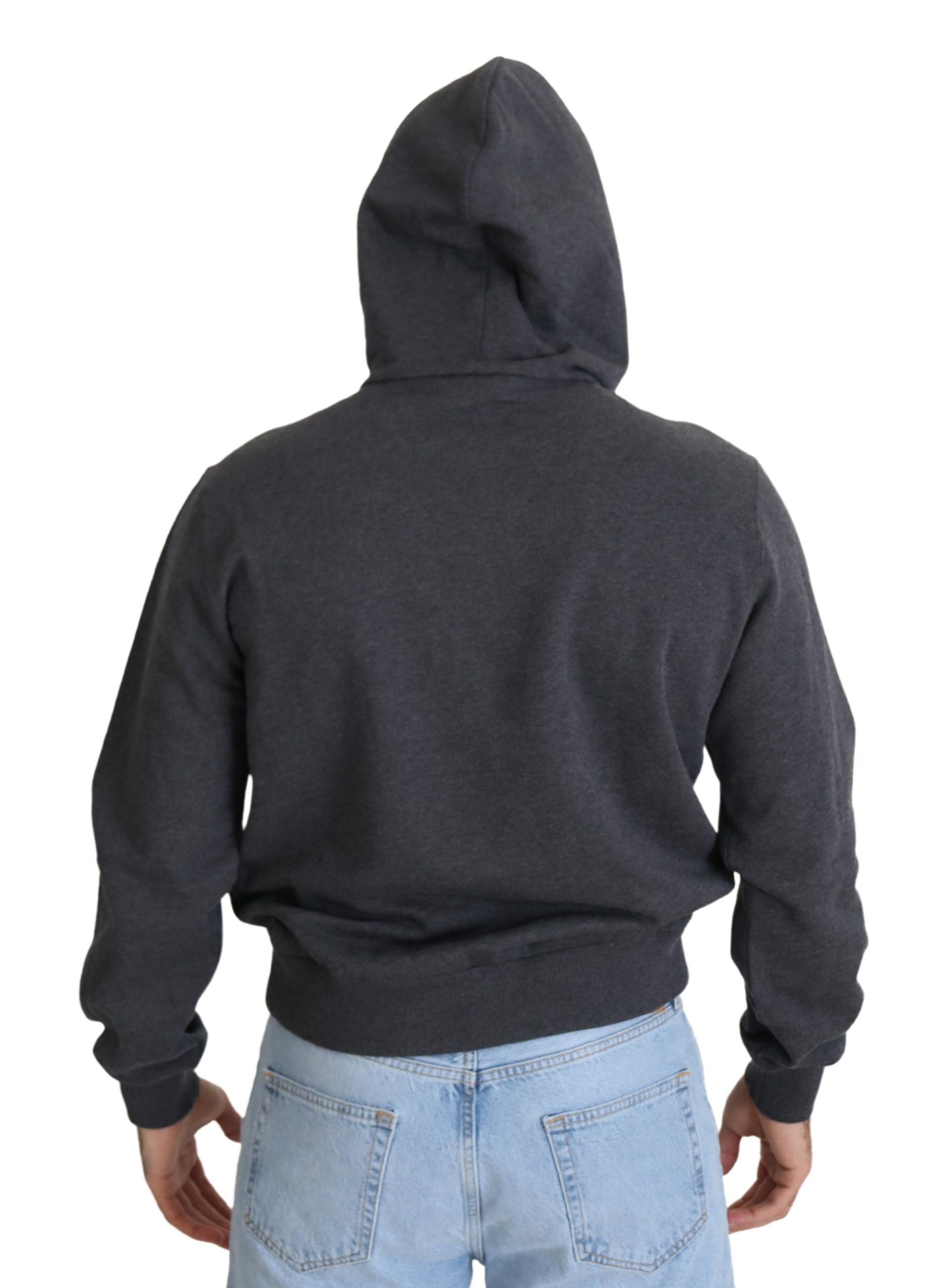 Dolce & Gabbana Grey Logo Cotton Hooded Sweatshirt-3