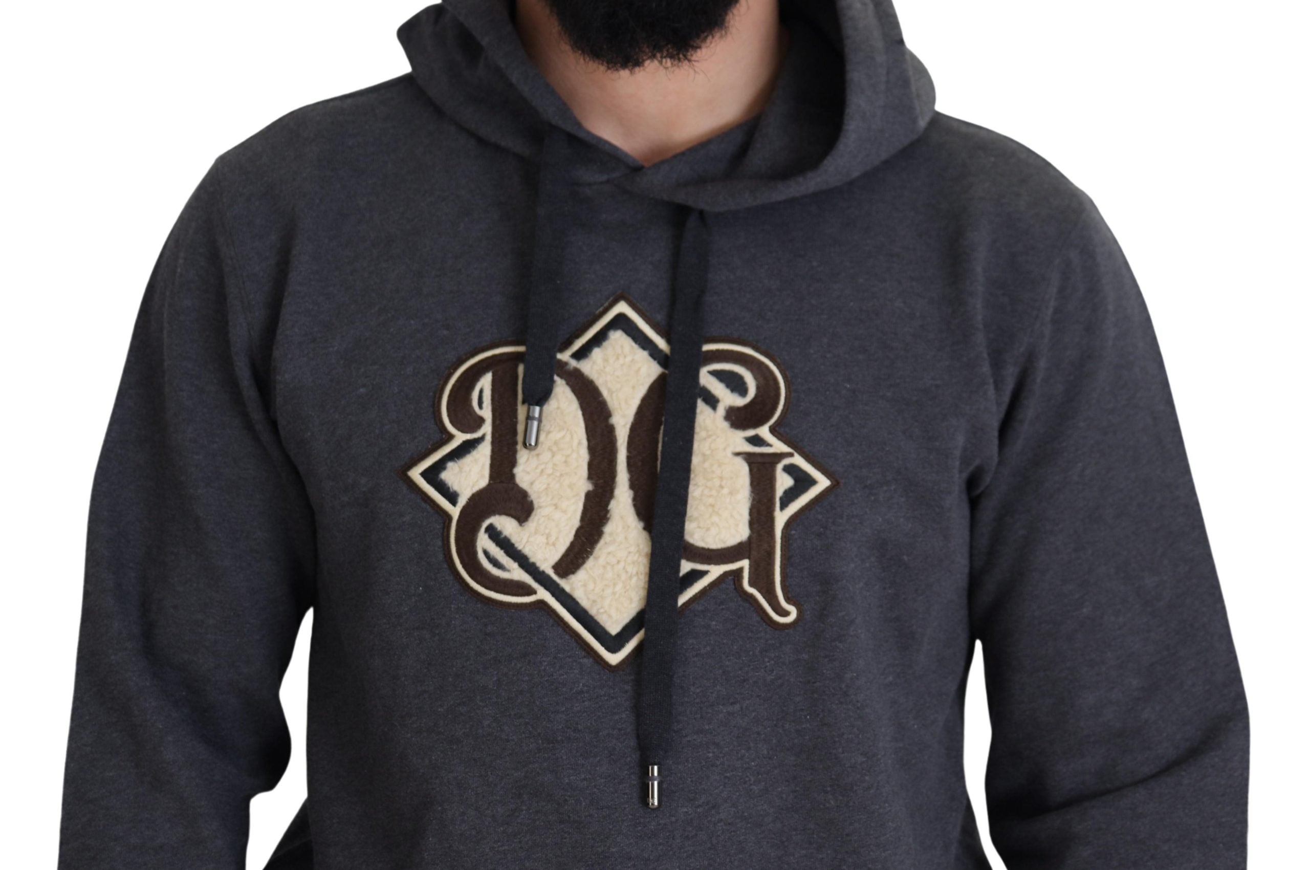 Dolce & Gabbana Grey Logo Cotton Hooded Sweatshirt-4