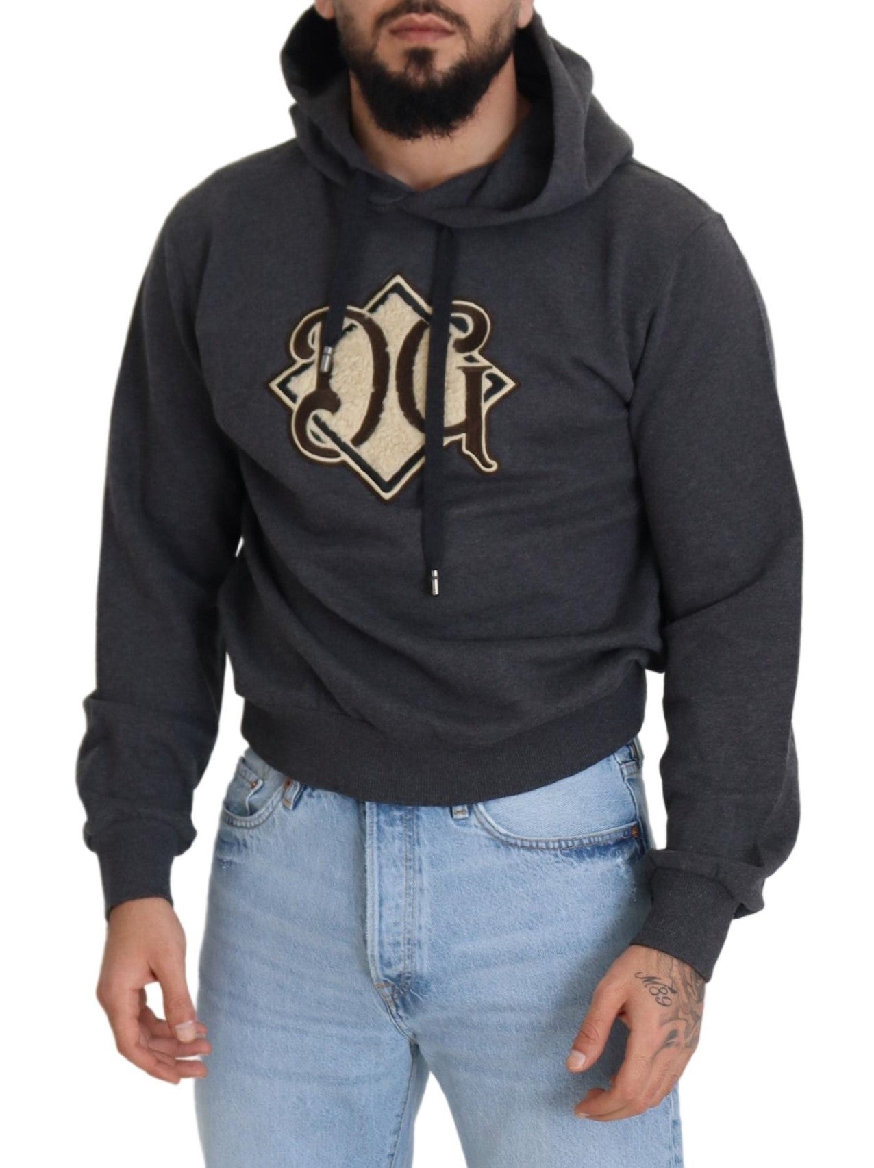 Dolce & Gabbana Grey Logo Cotton Hooded Sweatshirt-5