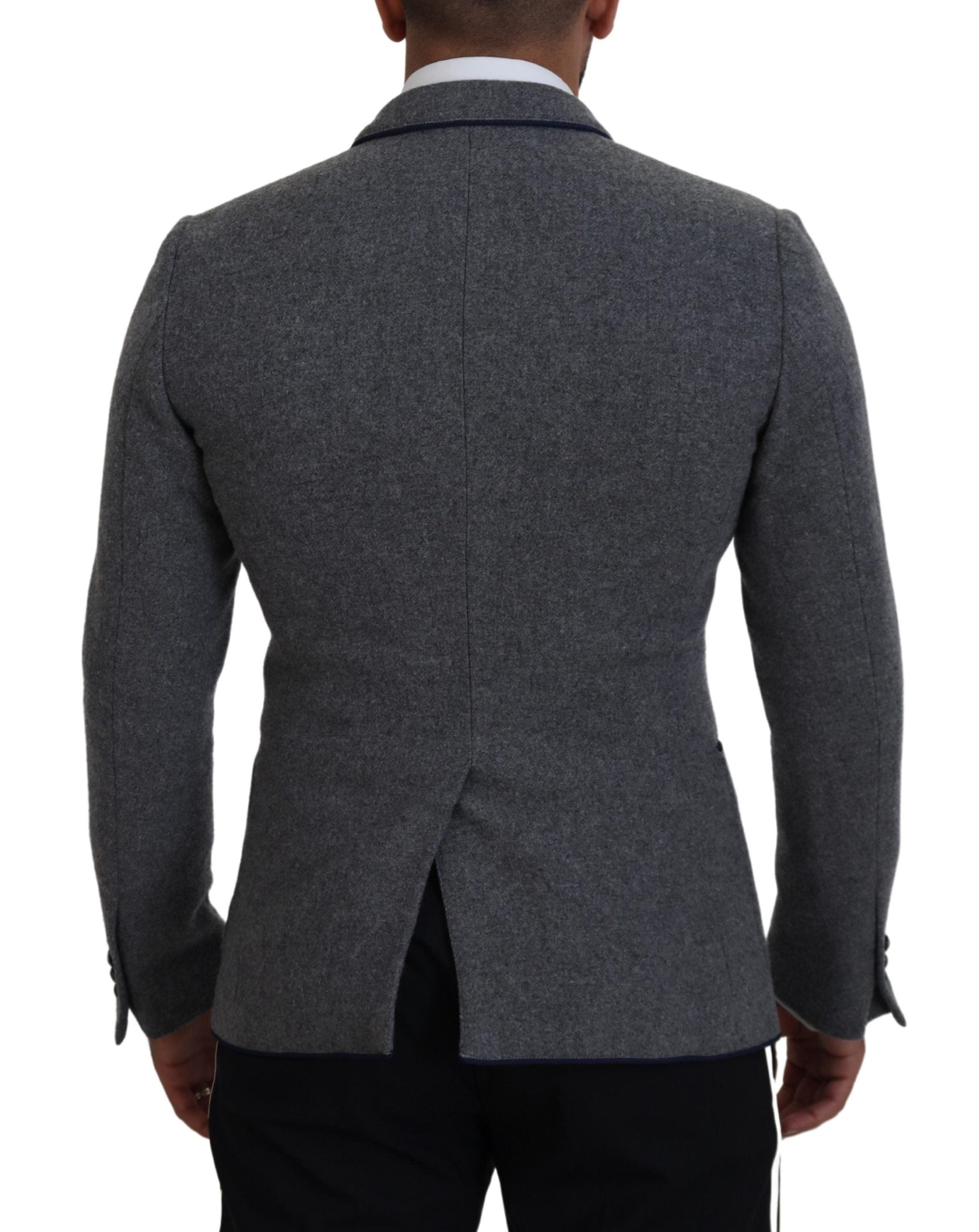 Dolce & Gabbana Graue Wolle Rosen Slim Fit Jacke Blazer-2
