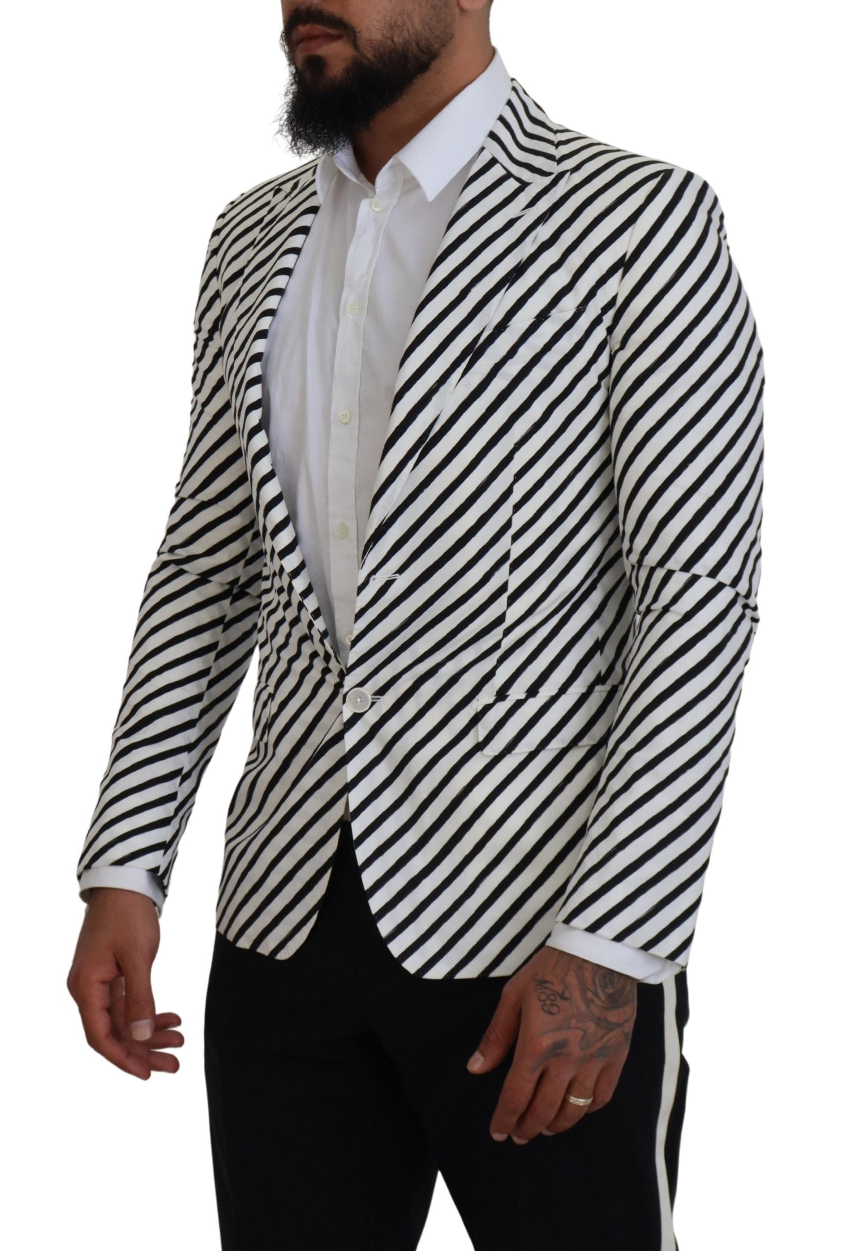 Chaqueta Blazer de corte entallado de rayas blancas y negras de Dolce & Gabbana-2