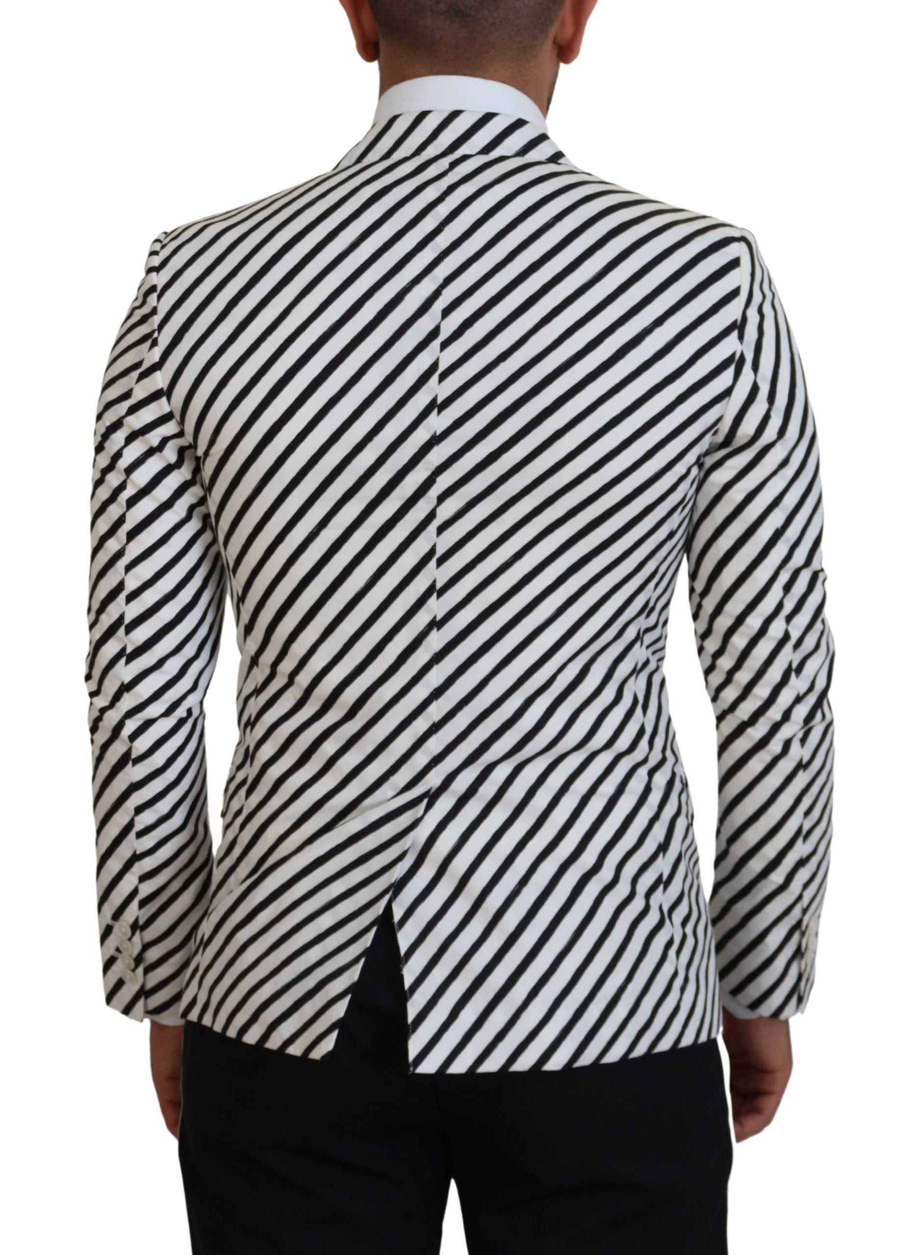 Chaqueta Blazer de corte entallado de rayas blancas y negras de Dolce & Gabbana-3