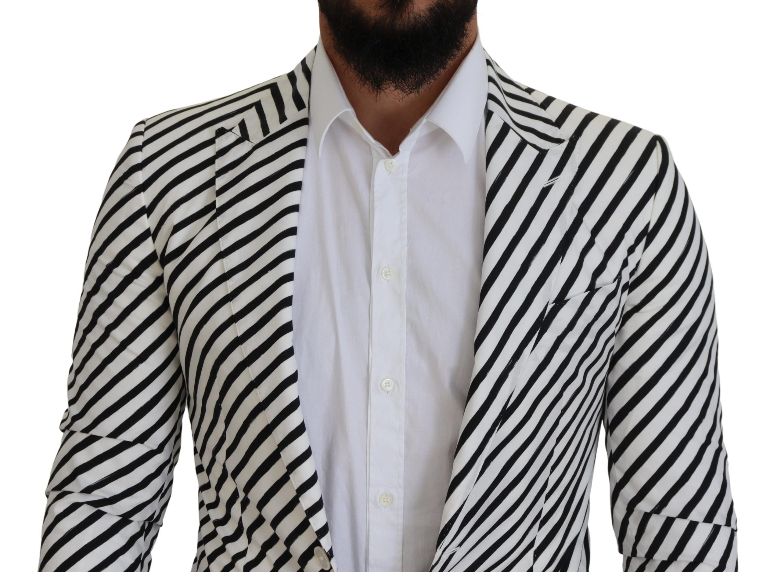 Chaqueta Blazer de corte entallado de rayas blancas y negras de Dolce & Gabbana-4