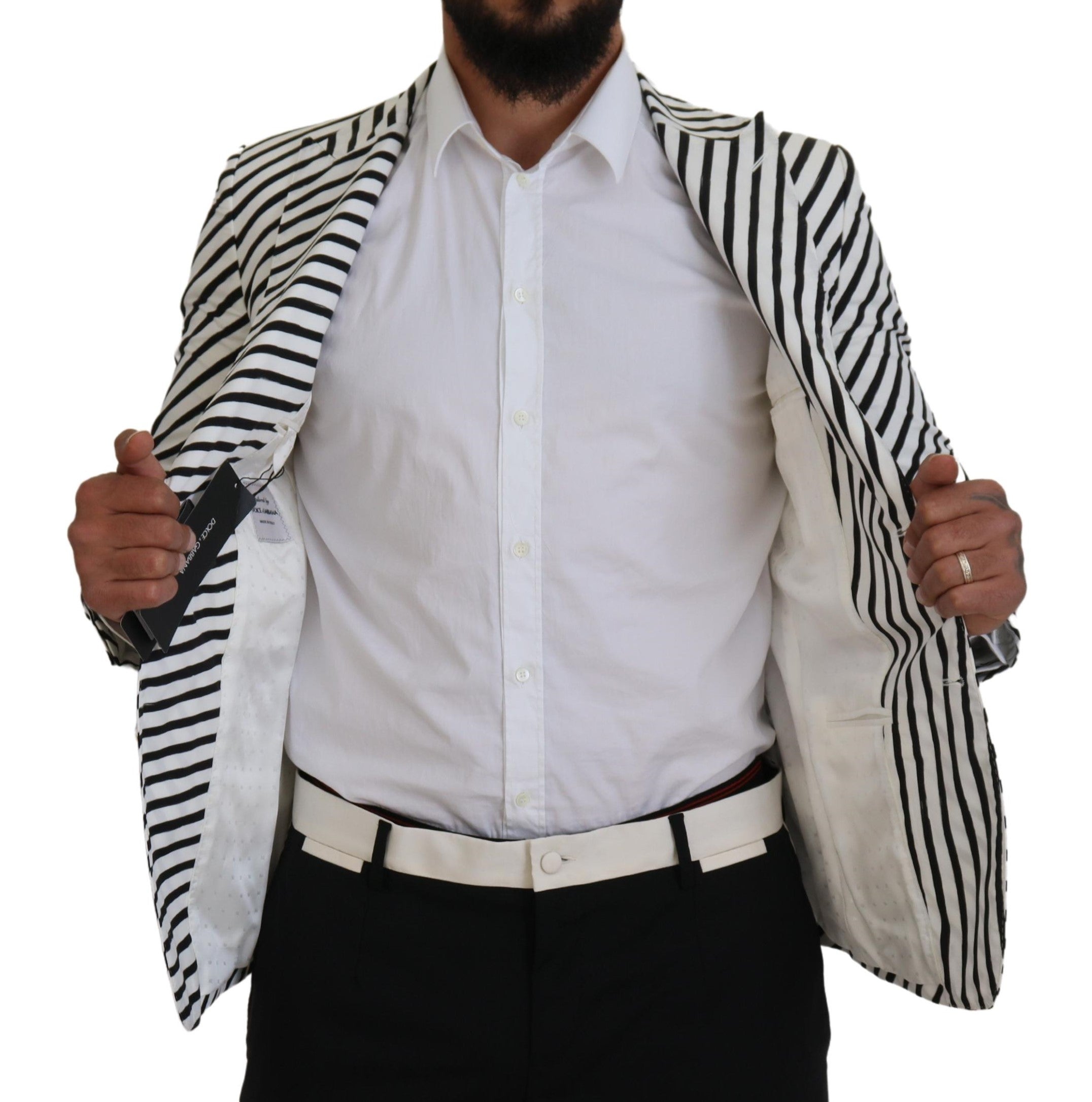Chaqueta Blazer de corte entallado de rayas blancas y negras de Dolce & Gabbana-5
