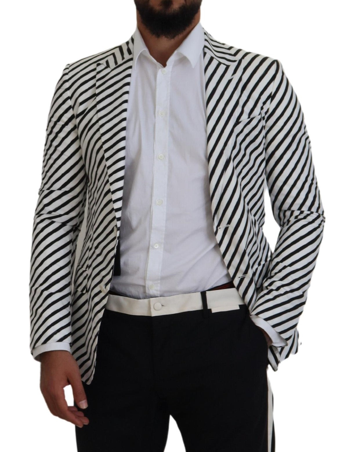 Chaqueta Blazer de corte entallado de rayas blancas y negras de Dolce & Gabbana-6