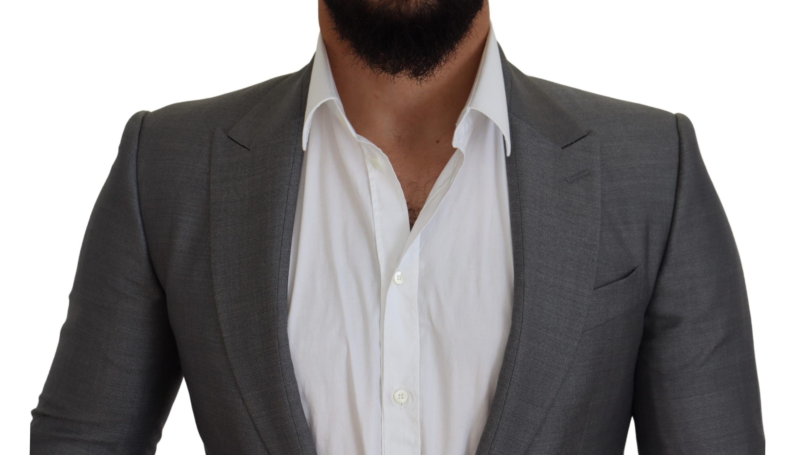 Dolce & Gabbana Grey Wool Silk Slim Fit Jacket Blazer-4