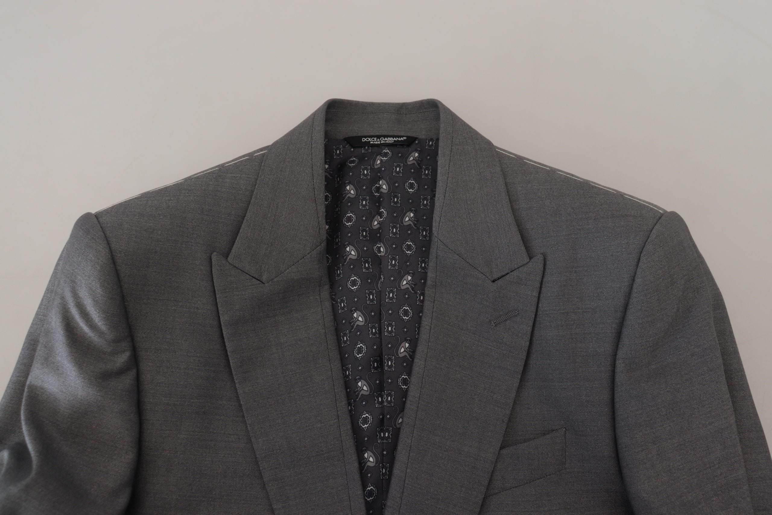 Dolce & Gabbana Grey Wool Silk Slim Fit Jacket Blazer-6