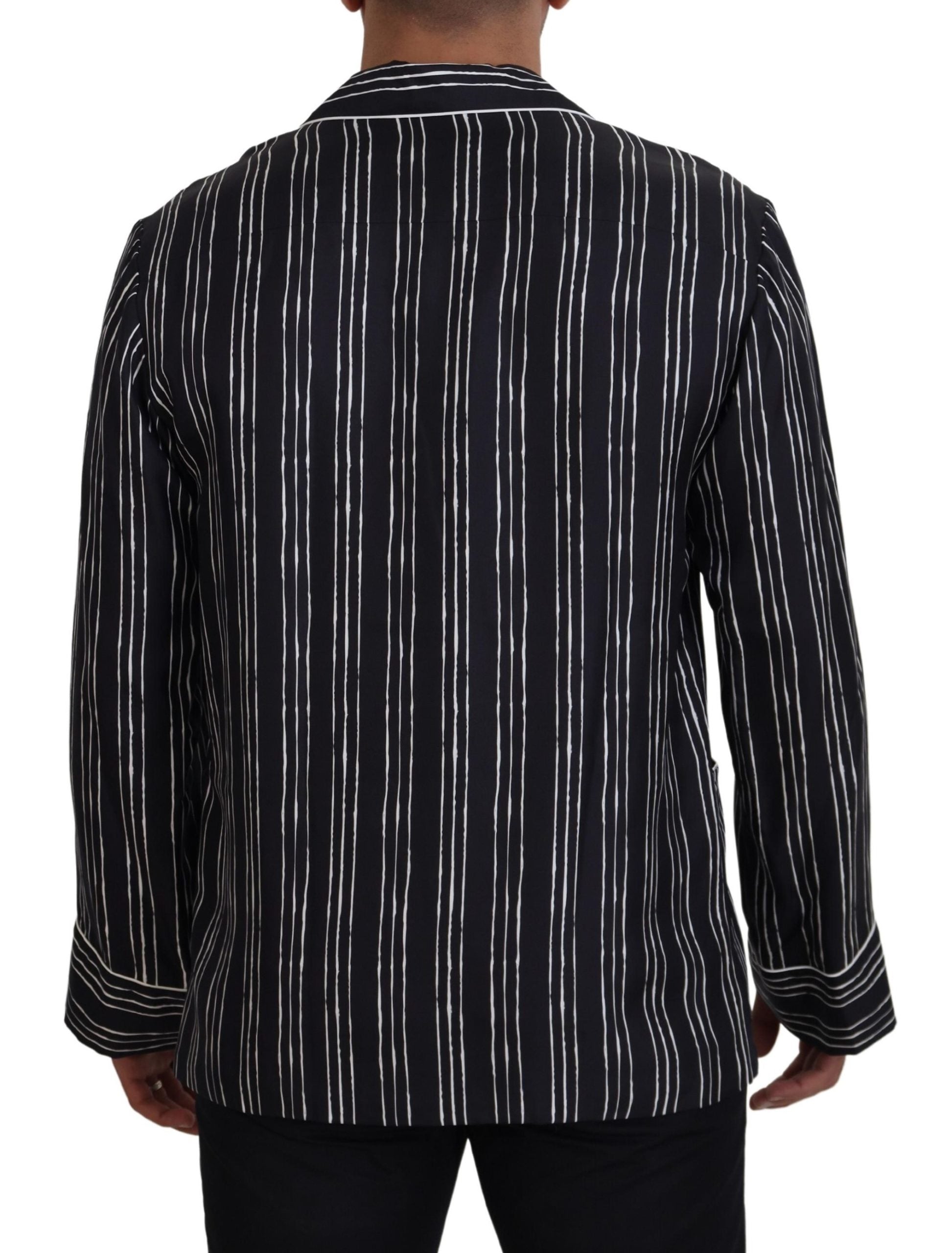 Chaqueta de pijama de seda a rayas azules de Dolce & Gabbana-3