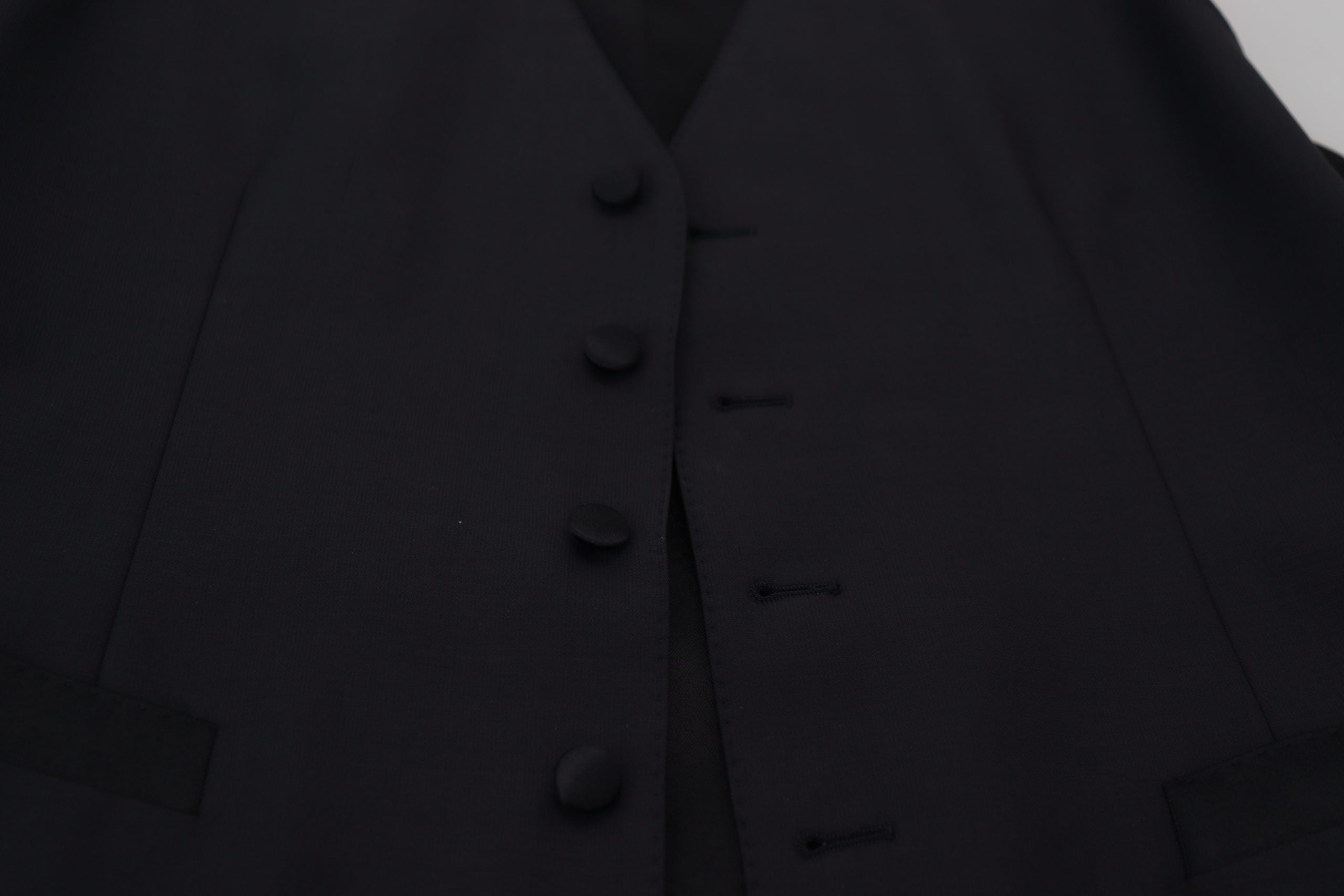 Dolce & Gabbana Black Stretch Wool Vest Formal Vest-6