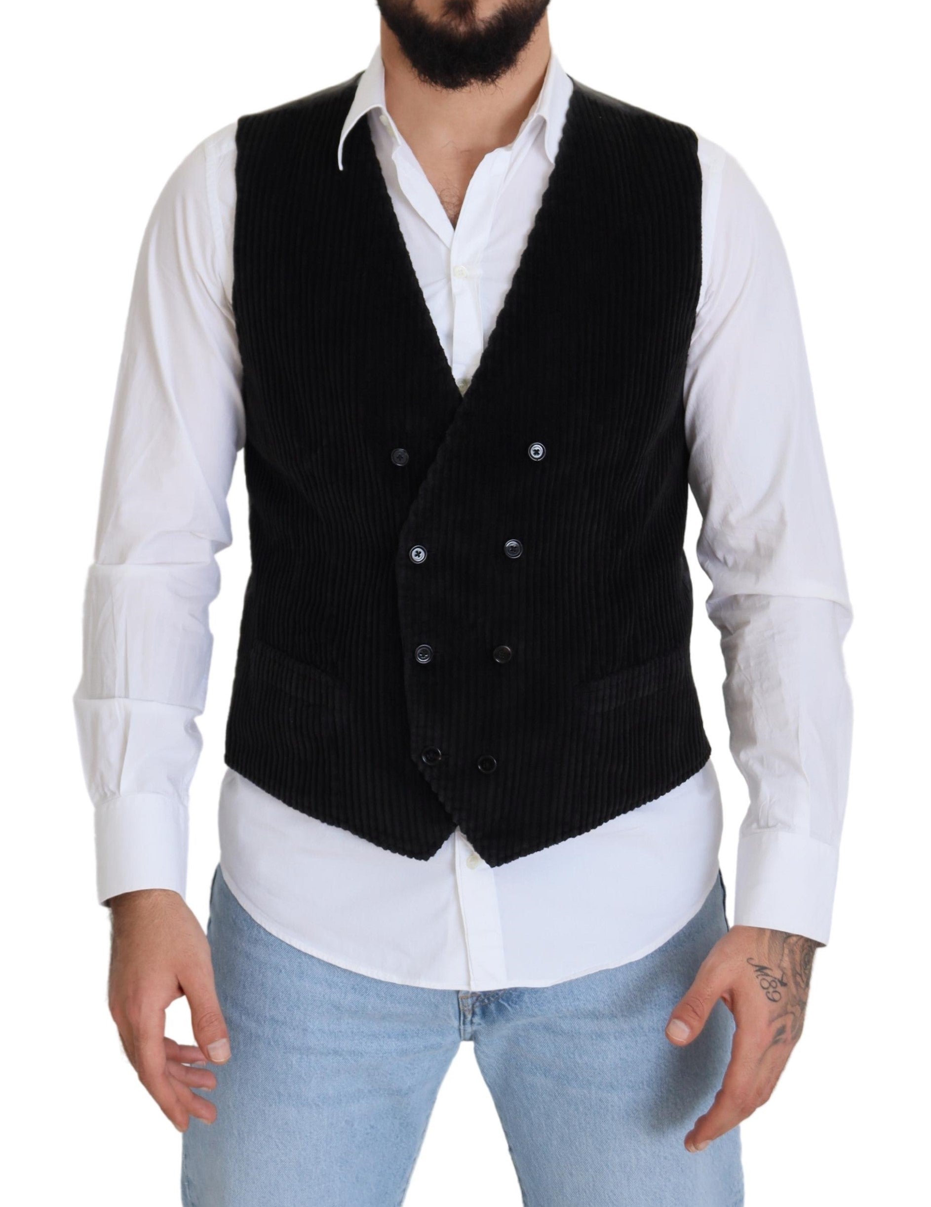 Dolce & Gabbana Black double-breasted cotton vest-1