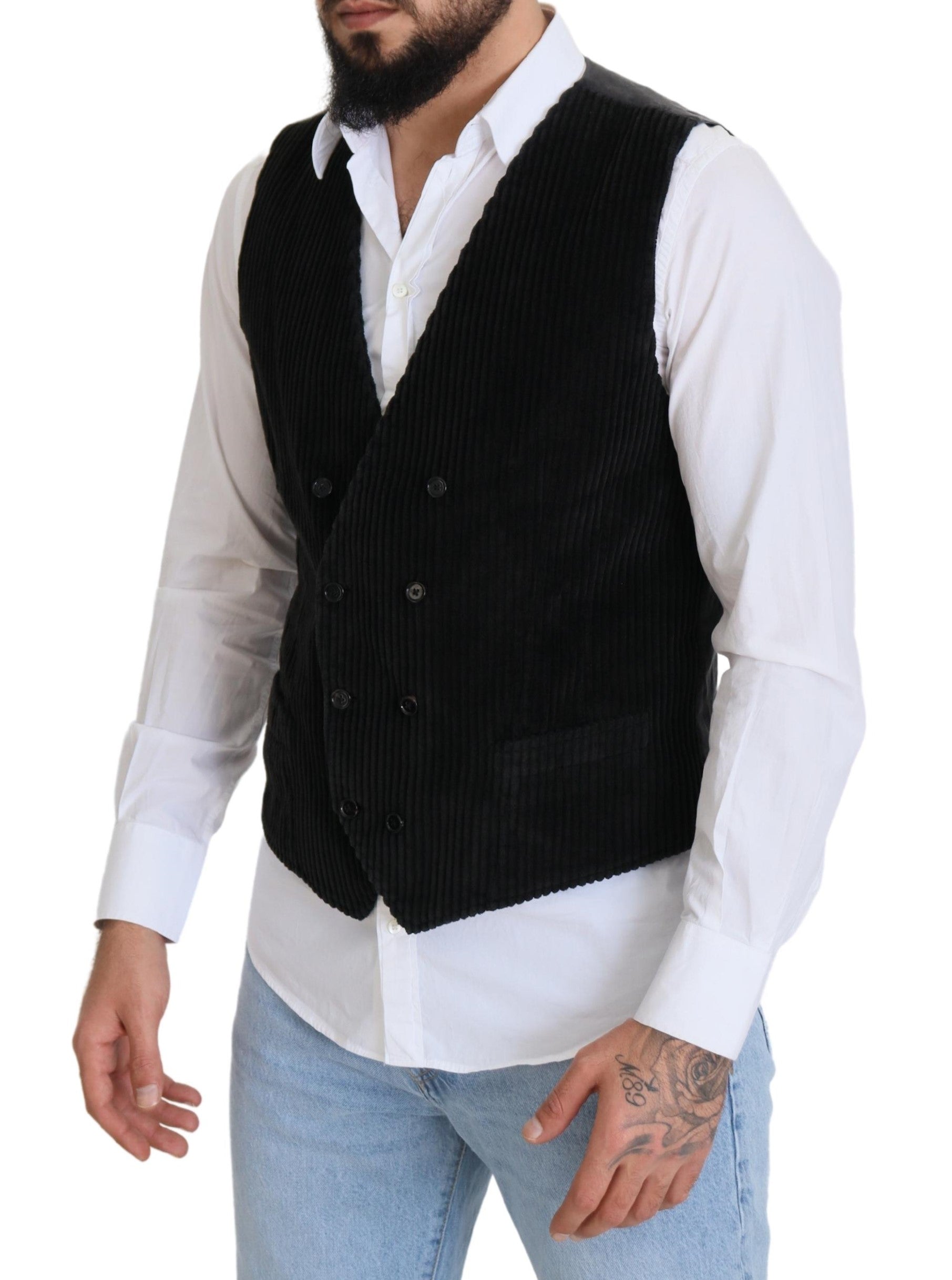 Dolce & Gabbana Black double-breasted cotton vest-2