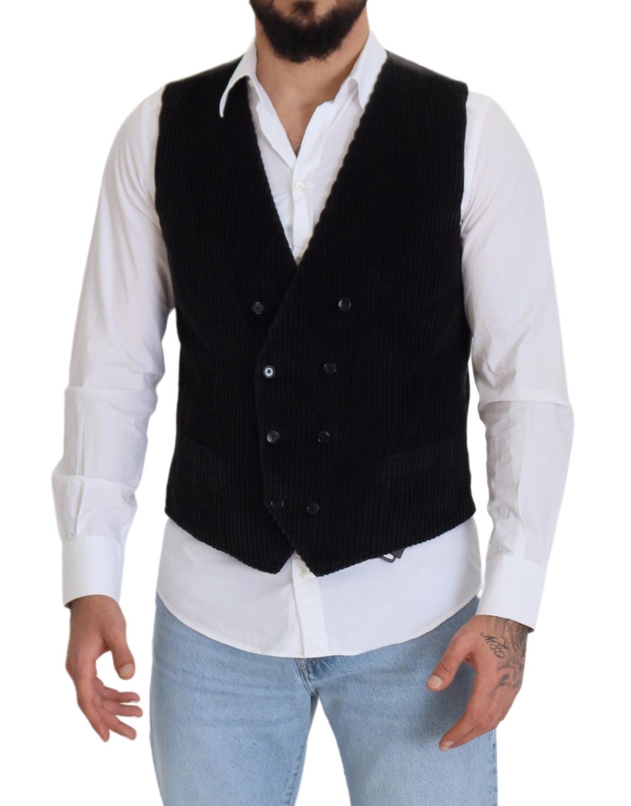 Dolce & Gabbana Black double-breasted cotton vest-5