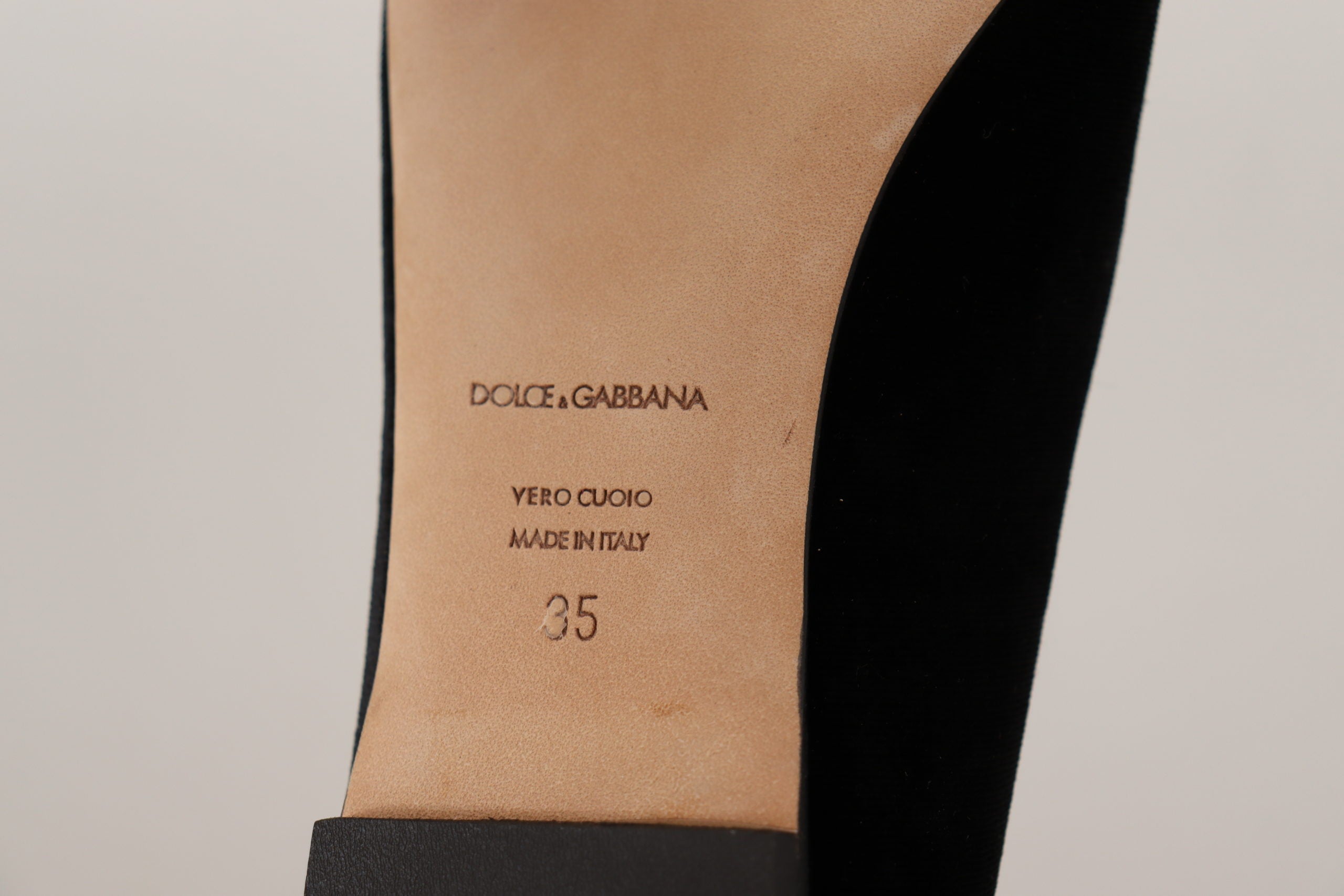 Dolce & Gabbana Black DG Sacred Heart Patch Slip On Flat Shoes-7