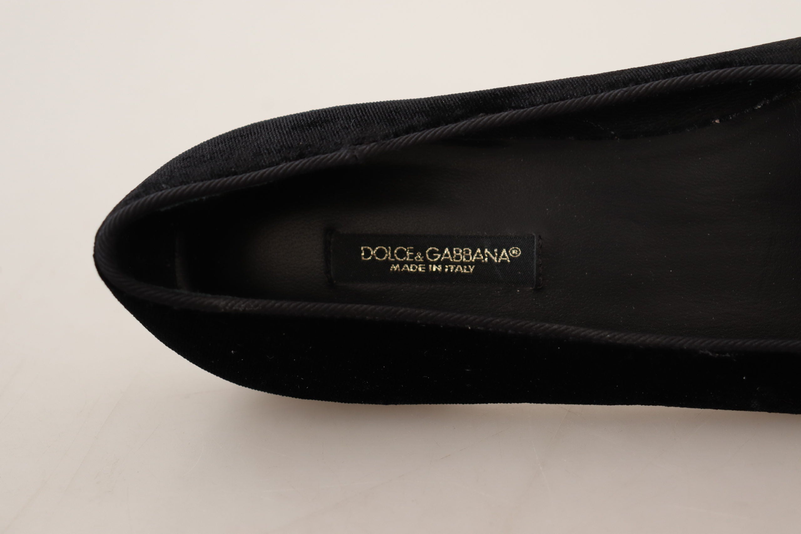 Dolce & Gabbana Black DG Sacred Heart Patch Slip On Flat Shoes-8