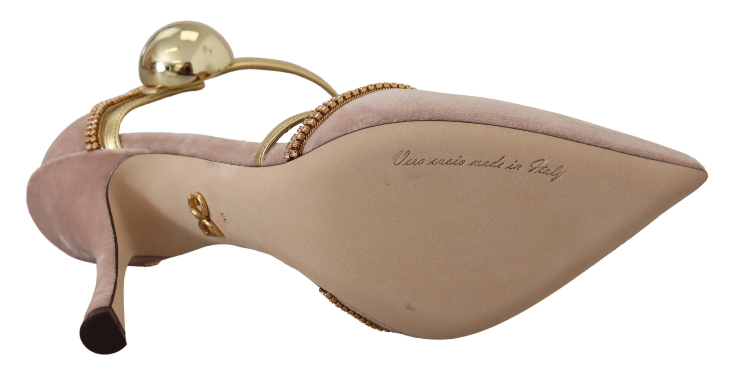 Dolce & Gabbana Pink Crystal T-strap Heels Pumps Shoes-6
