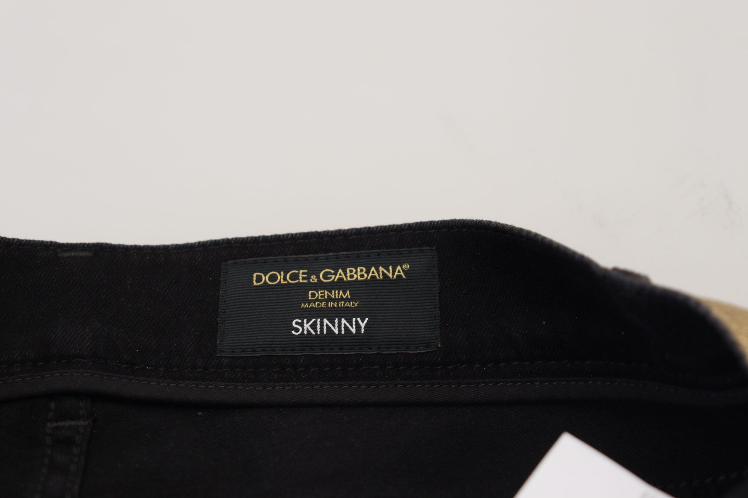 Dolce & Gabbana Gold Cotton Tattered Skinny Men Denim Jeans-6