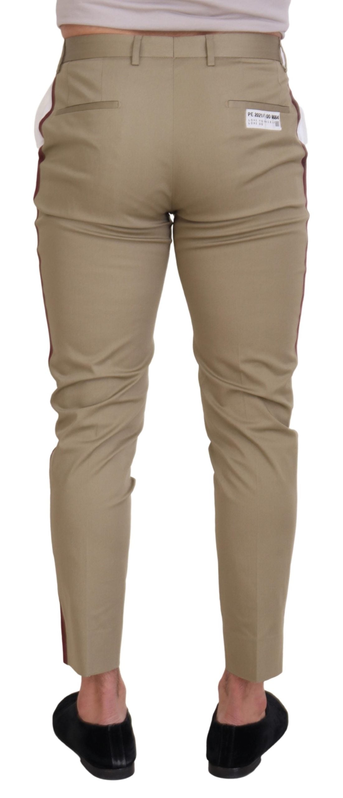 Dolce & Gabbana White-Brown Slim Fit Chino Trousers-3