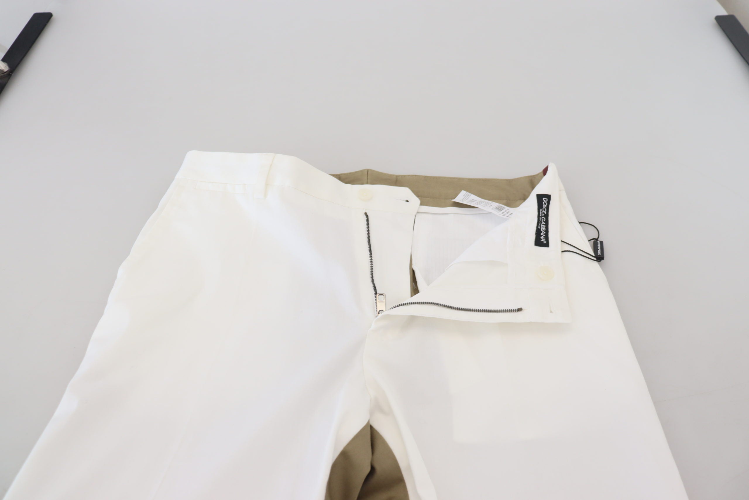 Dolce & Gabbana White-Brown Slim Fit Chino Trousers-5