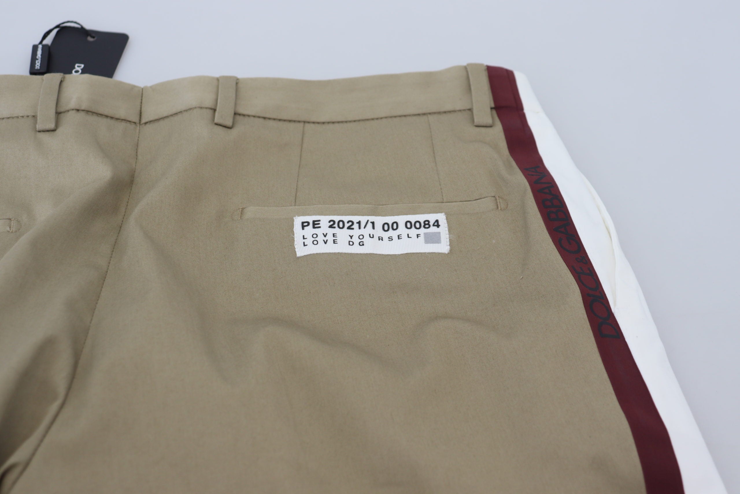 Dolce & Gabbana White-Brown Slim Fit Chino Trousers-6