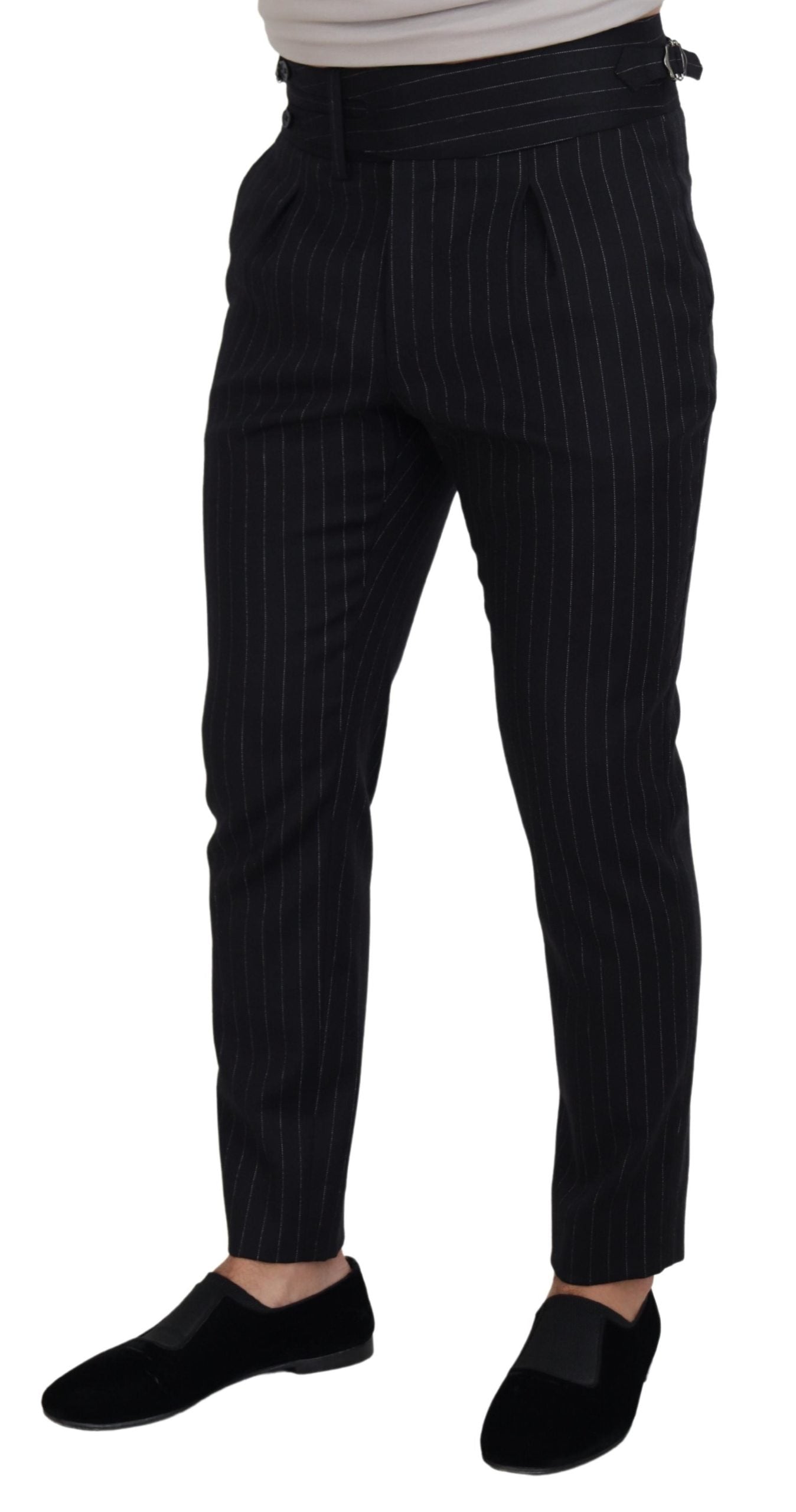 Dolce & Gabbana Gestreifte Chino-Hose aus schwarzer Wolle-2