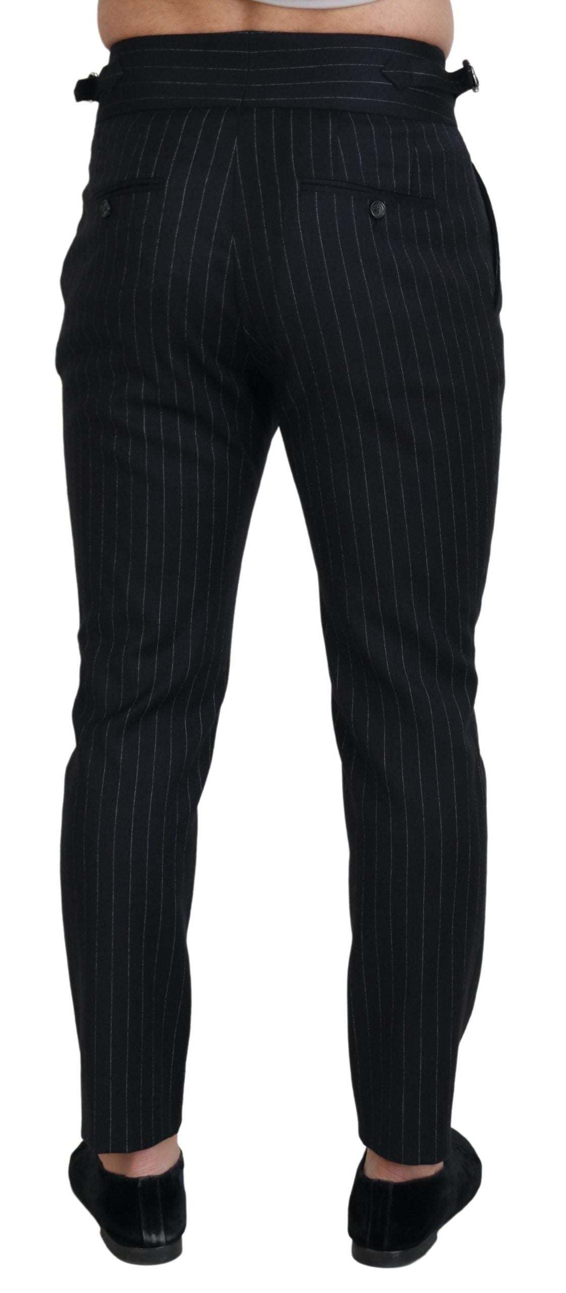 Dolce & Gabbana Gestreifte Chino-Hose aus schwarzer Wolle-3