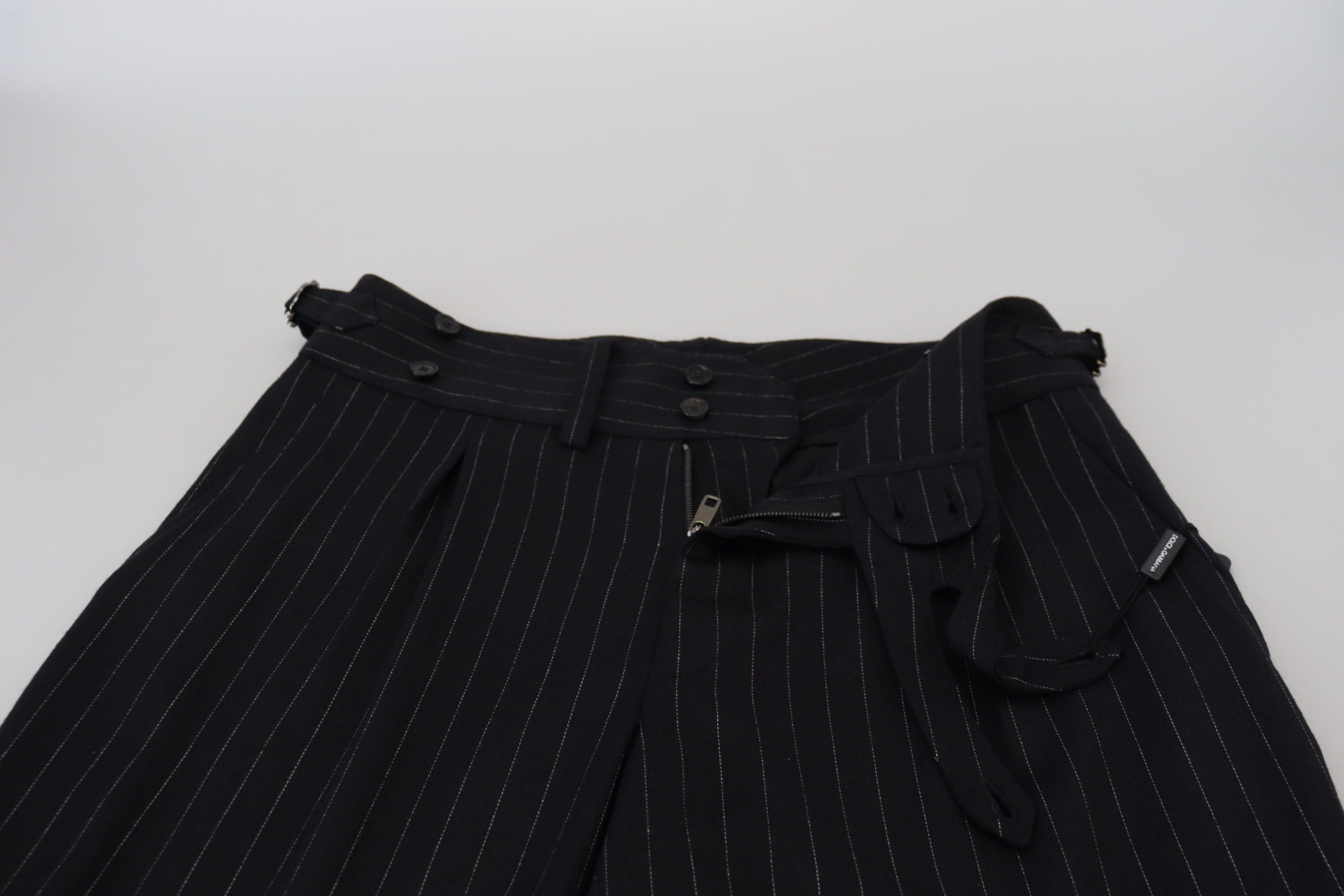 Dolce & Gabbana Gestreifte Chino-Hose aus schwarzer Wolle-5