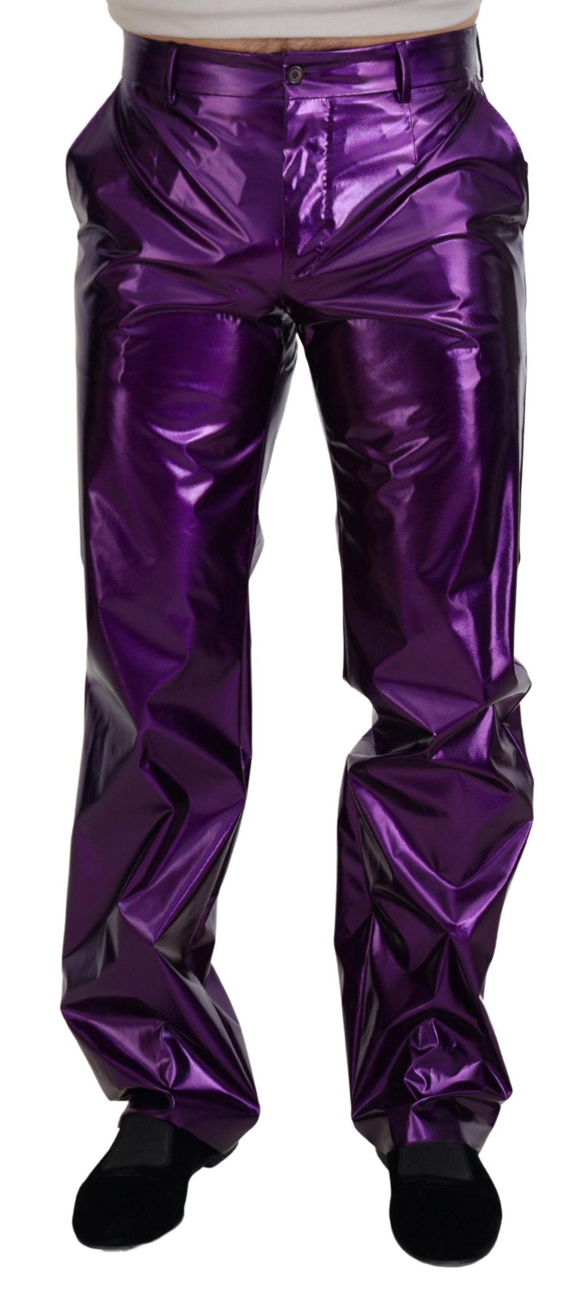 Dolce & Gabbana Purple Shiny Men's Casual Trousers-1