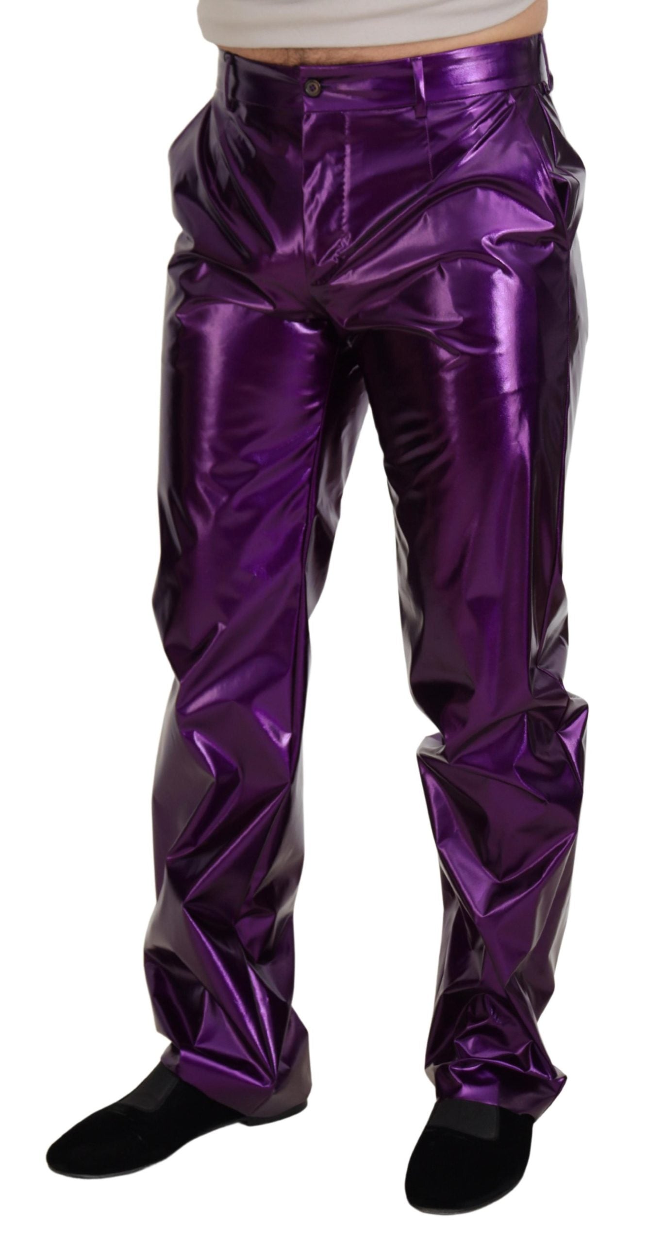 Dolce & Gabbana Purple Shiny Men's Casual Trousers-2