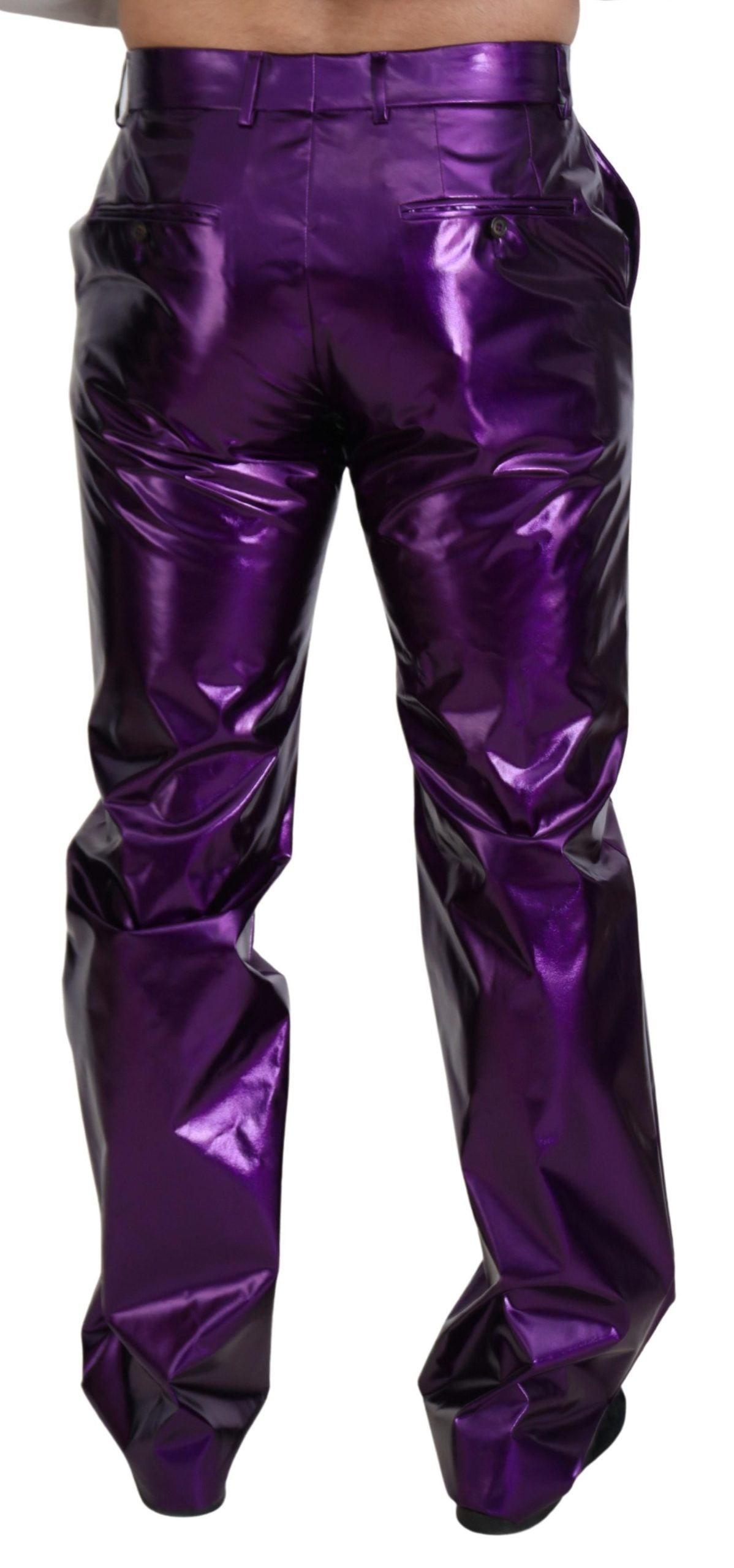 Dolce & Gabbana Purple Shiny Men's Casual Trousers-3