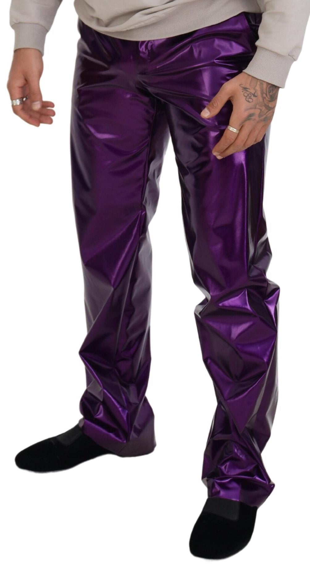 Dolce & Gabbana Purple Shiny Men's Casual Trousers-4