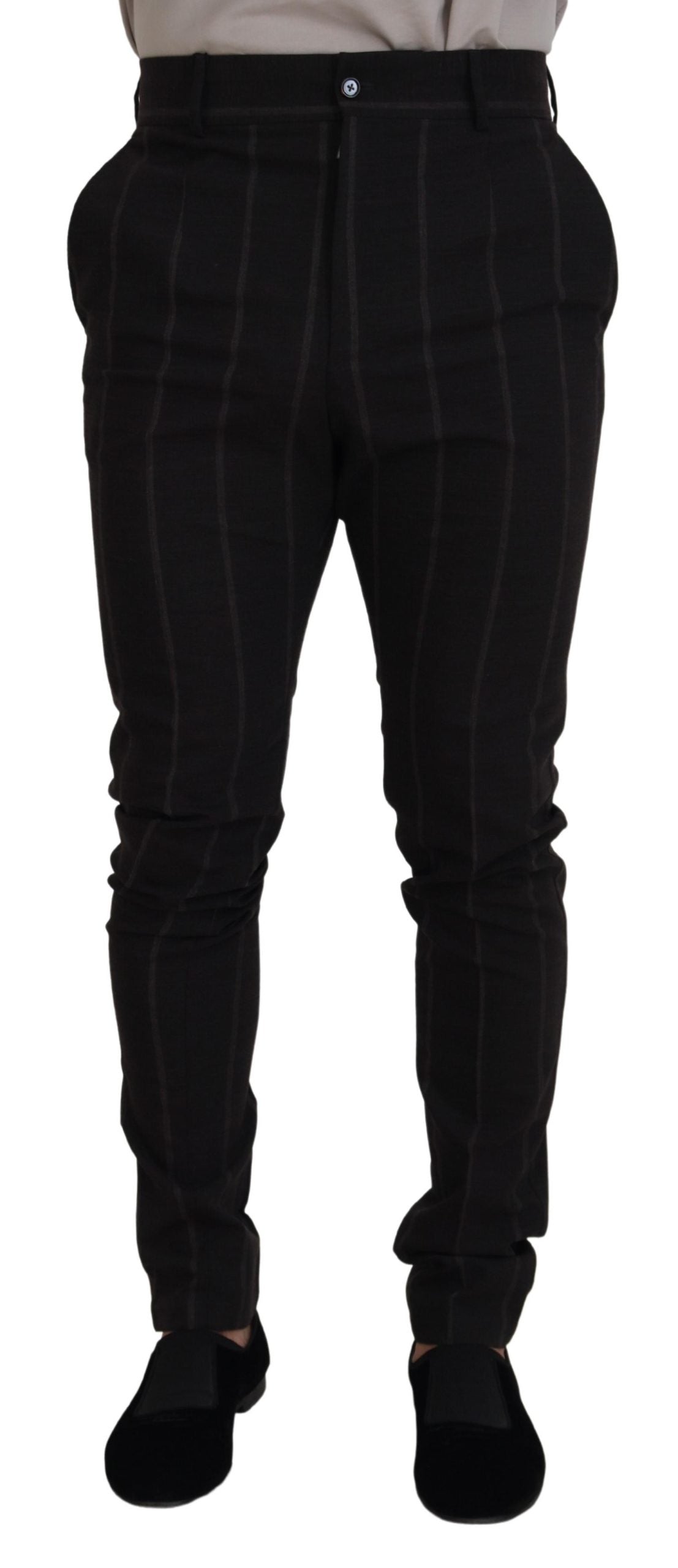 Pantalones chinos formales de lana negra Dolce & Gabbana para hombre-1