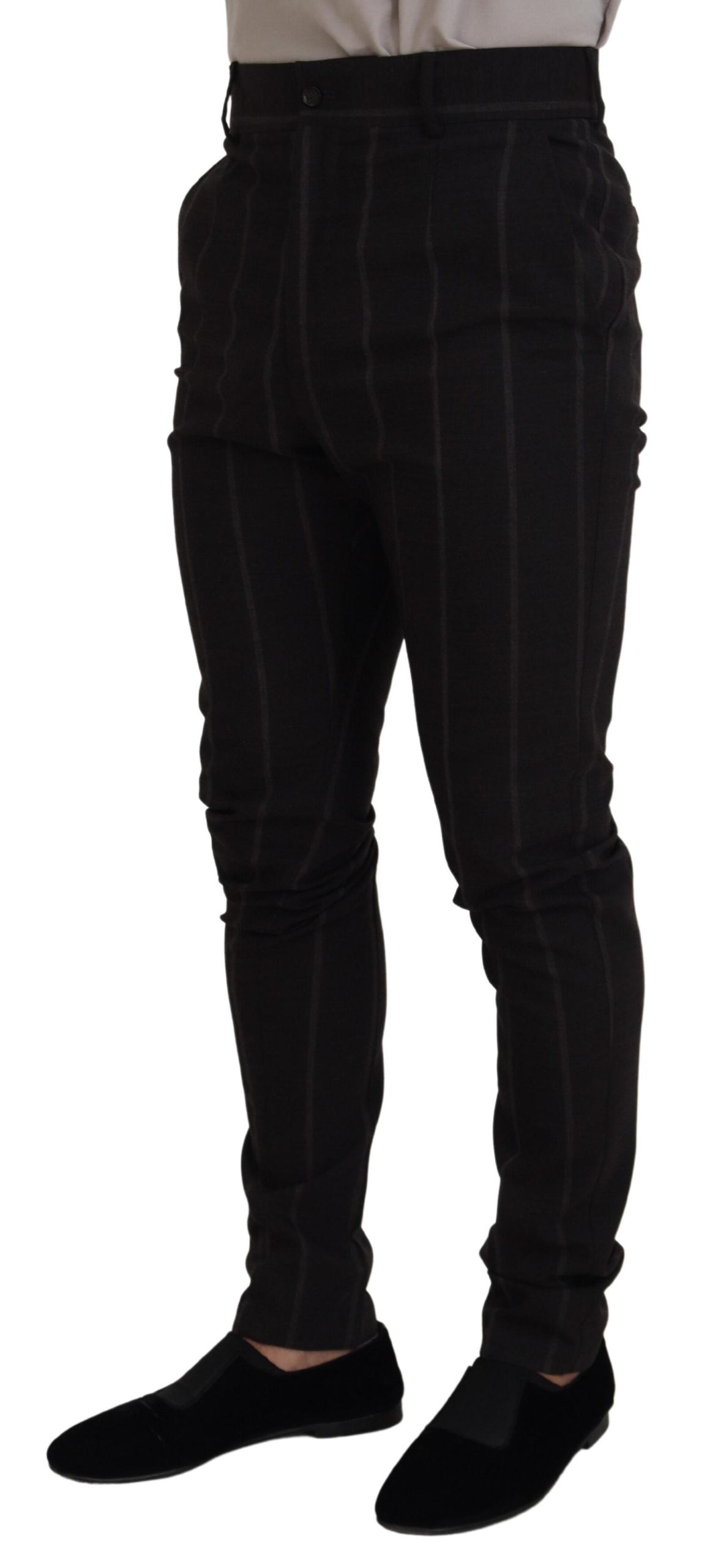 Pantalones chinos formales de lana negra Dolce & Gabbana para hombre-2
