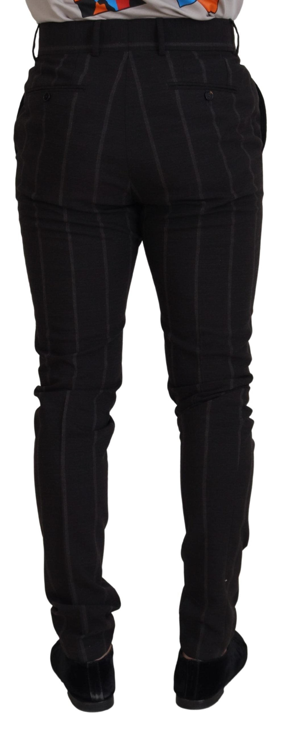 Pantalones chinos formales de lana negra Dolce & Gabbana para hombre-3