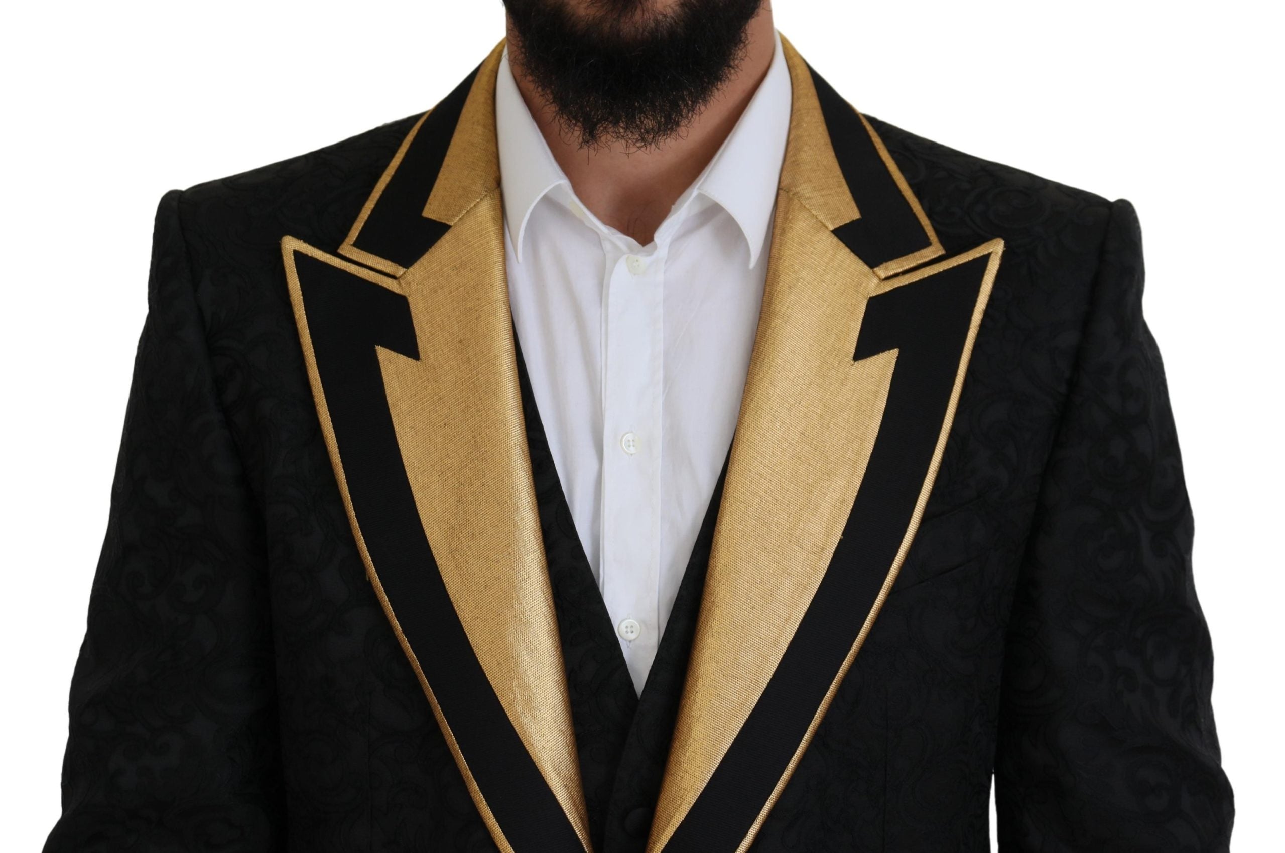 Dolce & Gabbana Schwarz Gold Fantasy Smoking Slim Fit Anzug-2