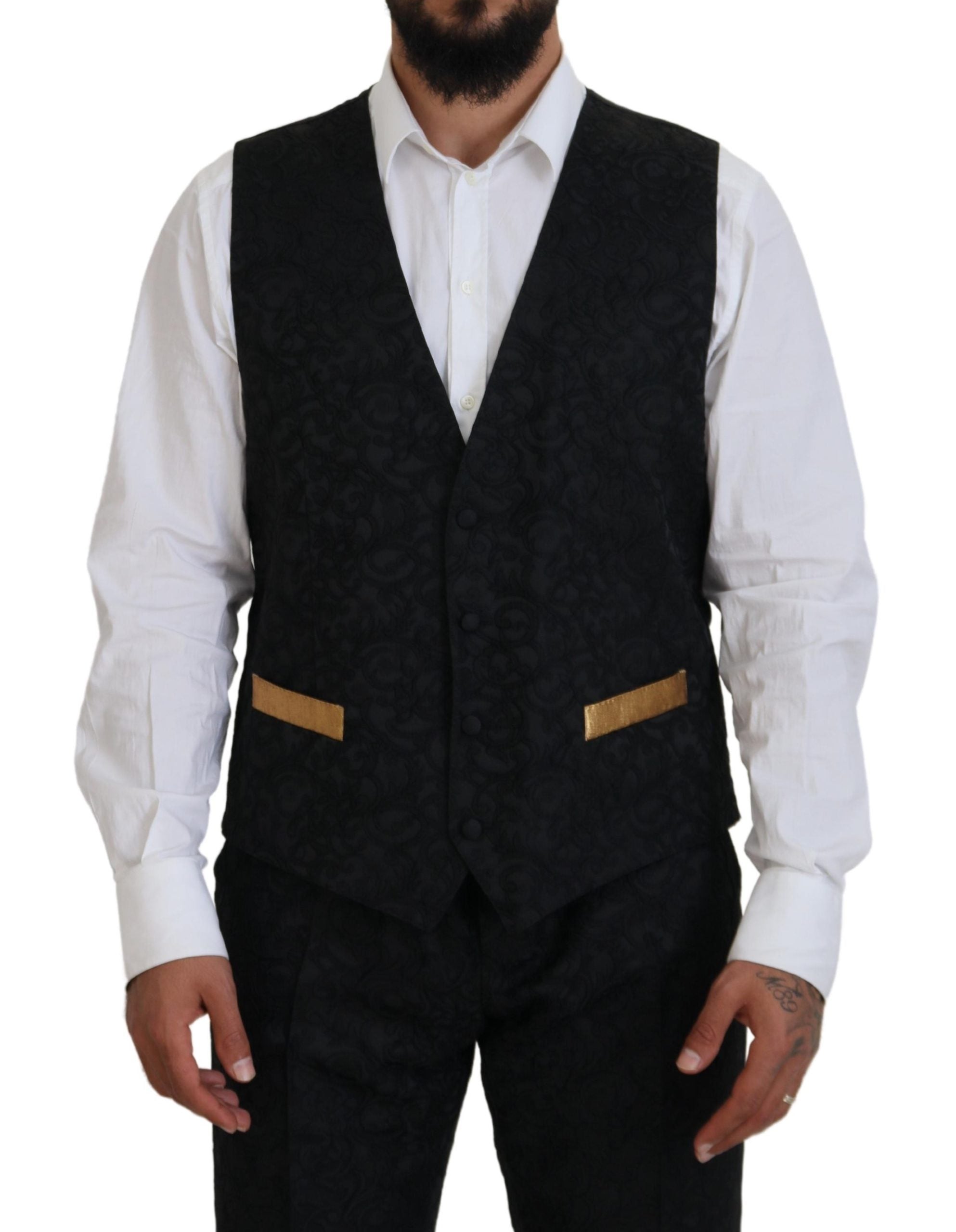 Dolce & Gabbana Schwarz Gold Fantasy Smoking Slim Fit Anzug-5