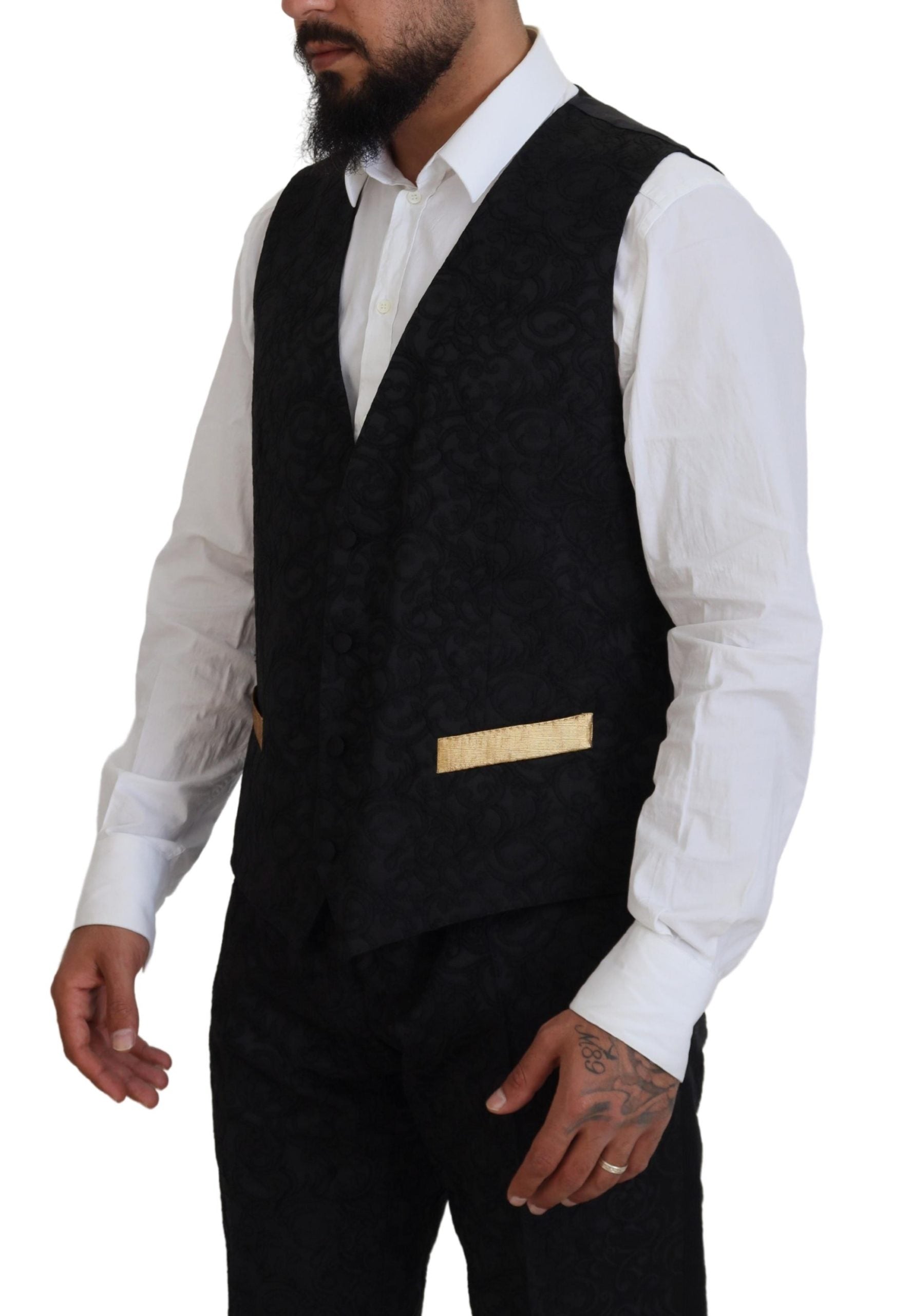 Dolce & Gabbana Schwarz Gold Fantasy Smoking Slim Fit Anzug-6