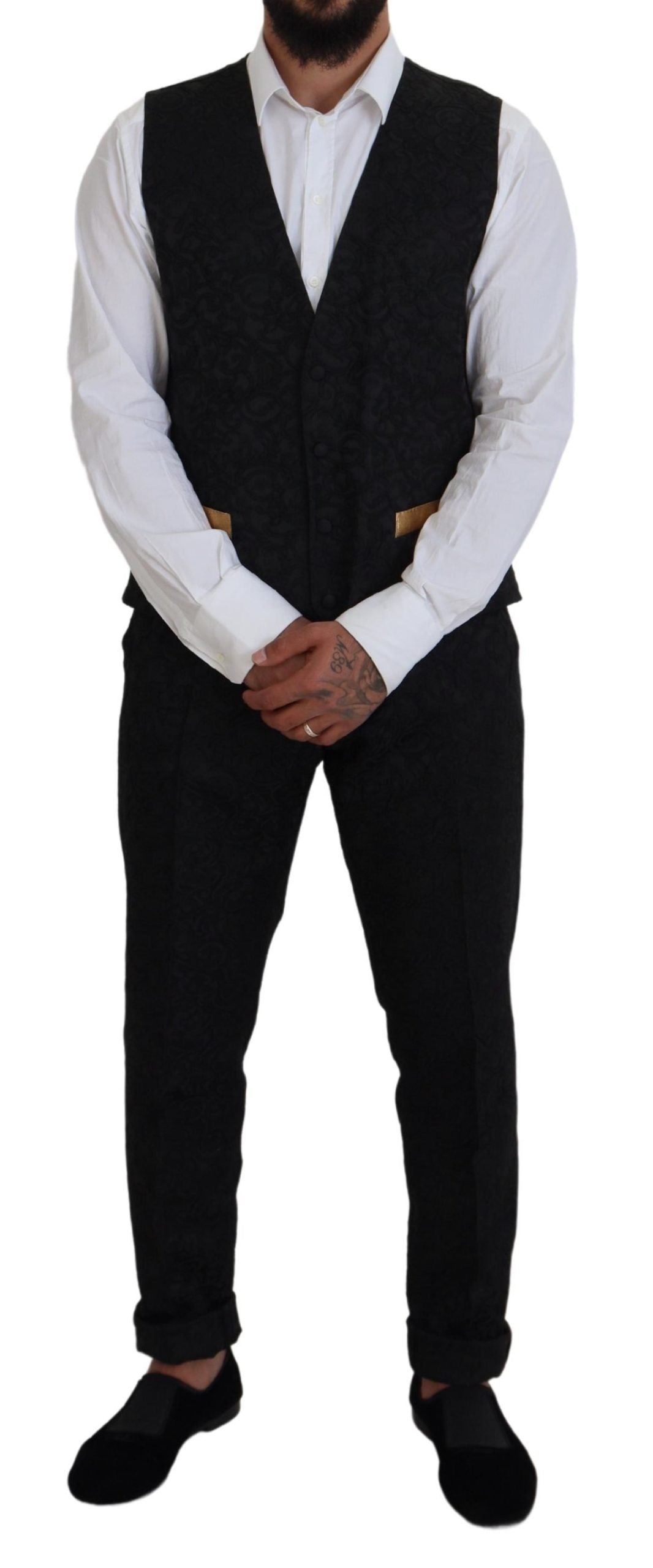 Dolce & Gabbana Schwarz Gold Fantasy Smoking Slim Fit Anzug-8