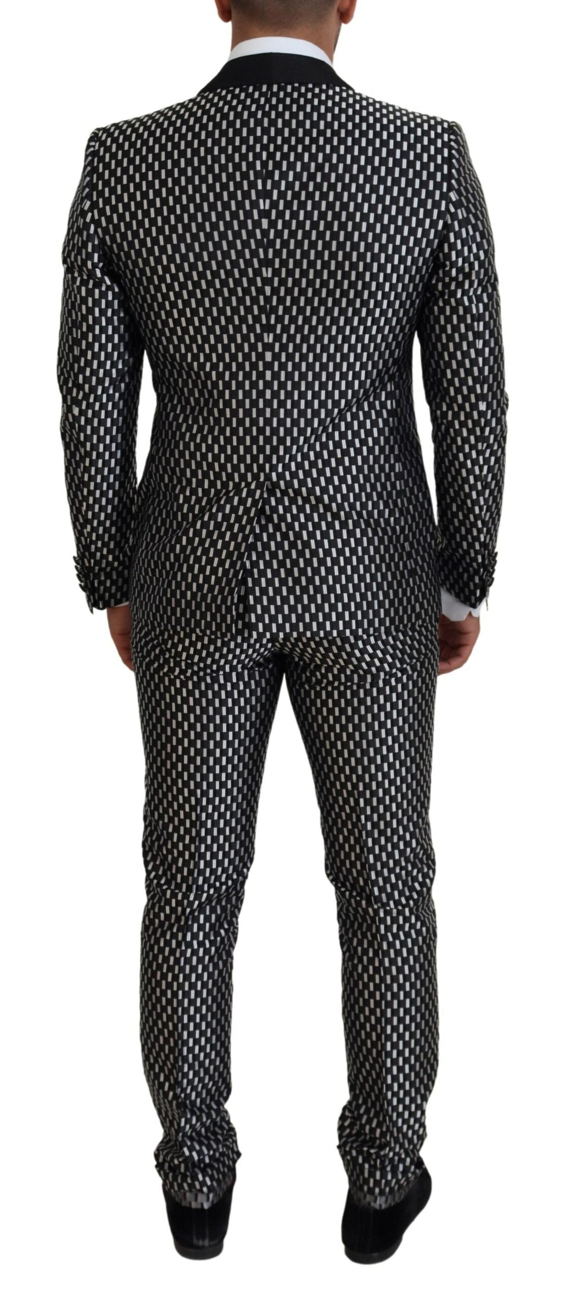 Dolce & Gabbana Black White Silk MARTINI Slim Fit Suit-3