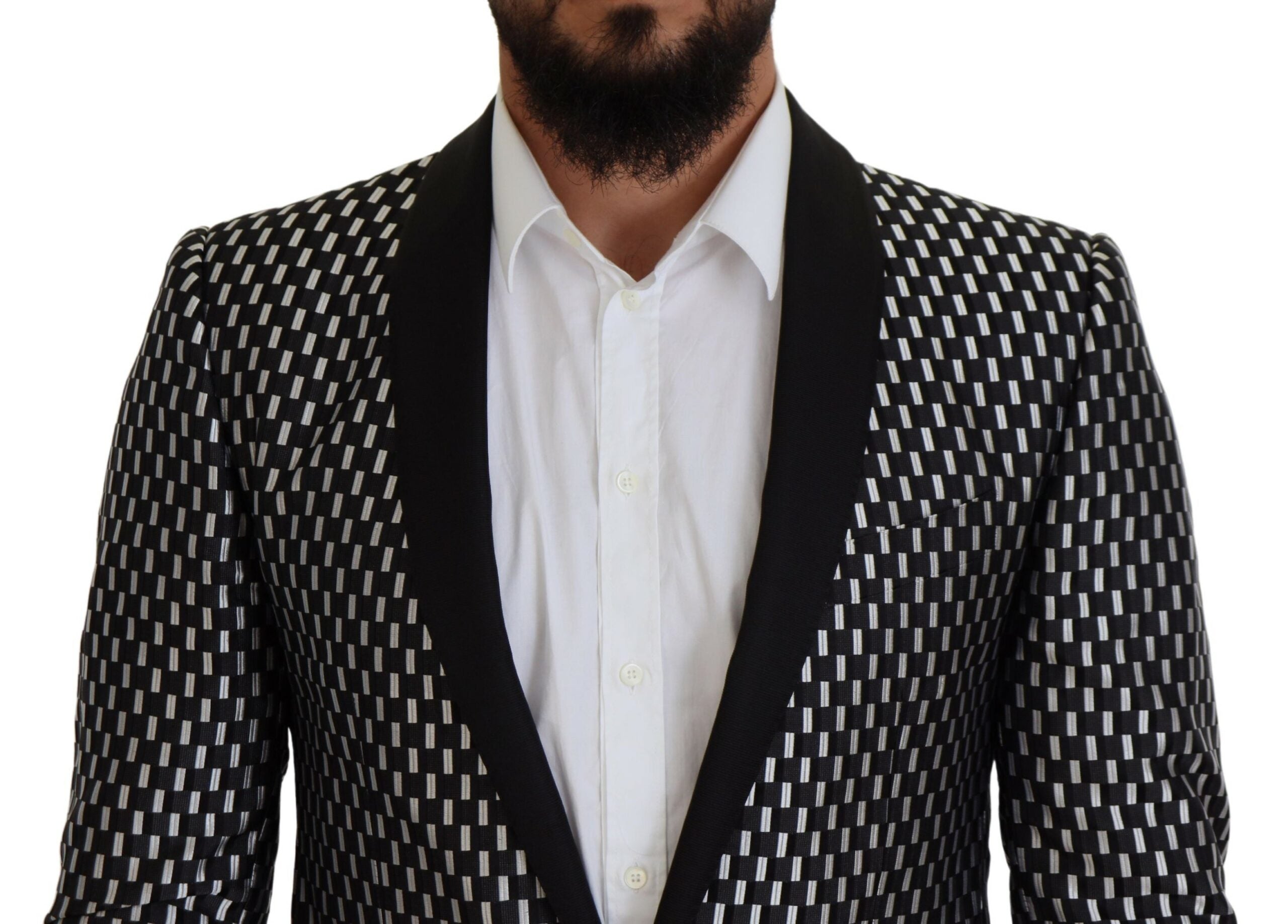 Dolce & Gabbana Black White Silk MARTINI Slim Fit Suit-4