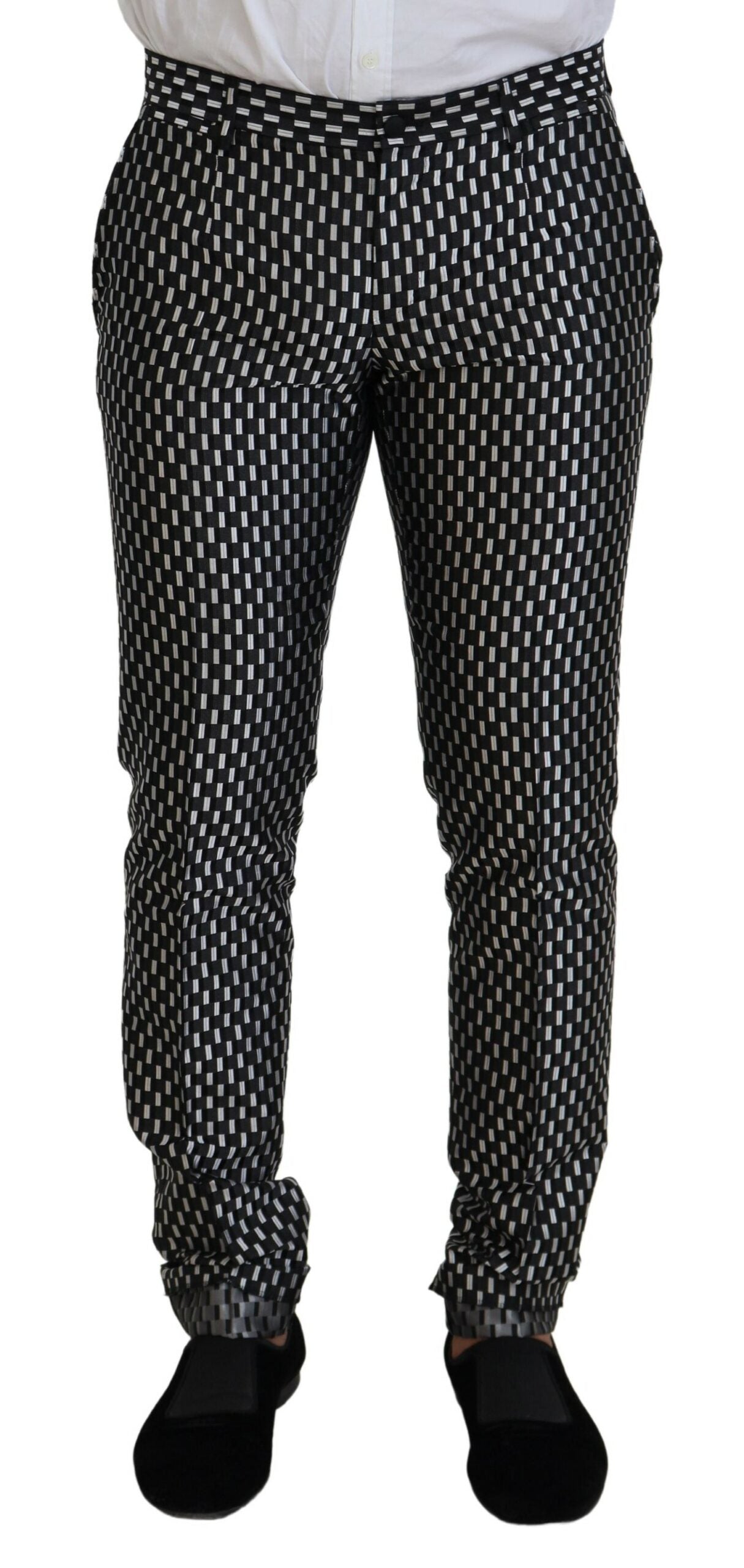 Dolce & Gabbana Black White Silk MARTINI Slim Fit Suit-7