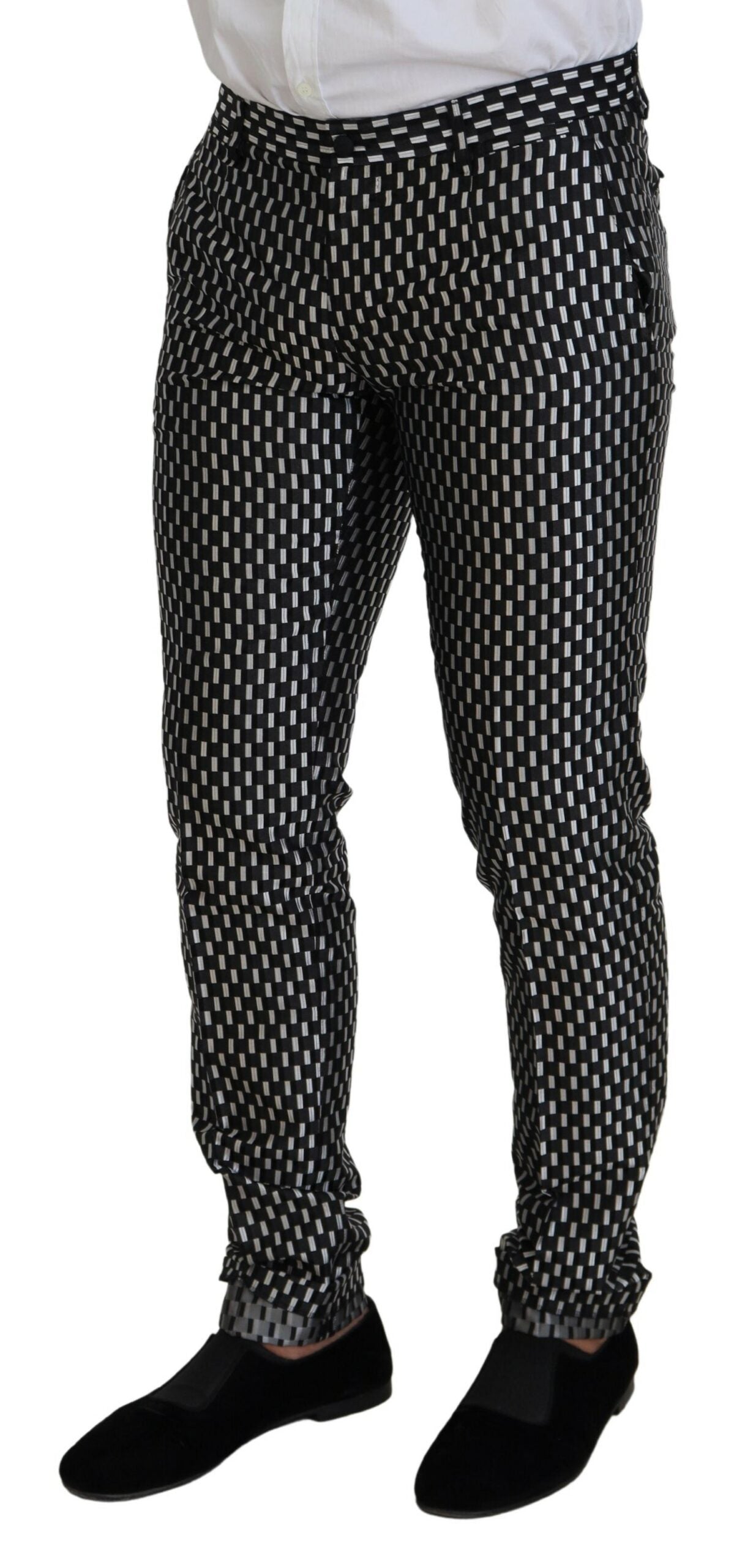 Dolce & Gabbana Black White Silk MARTINI Slim Fit Suit-8