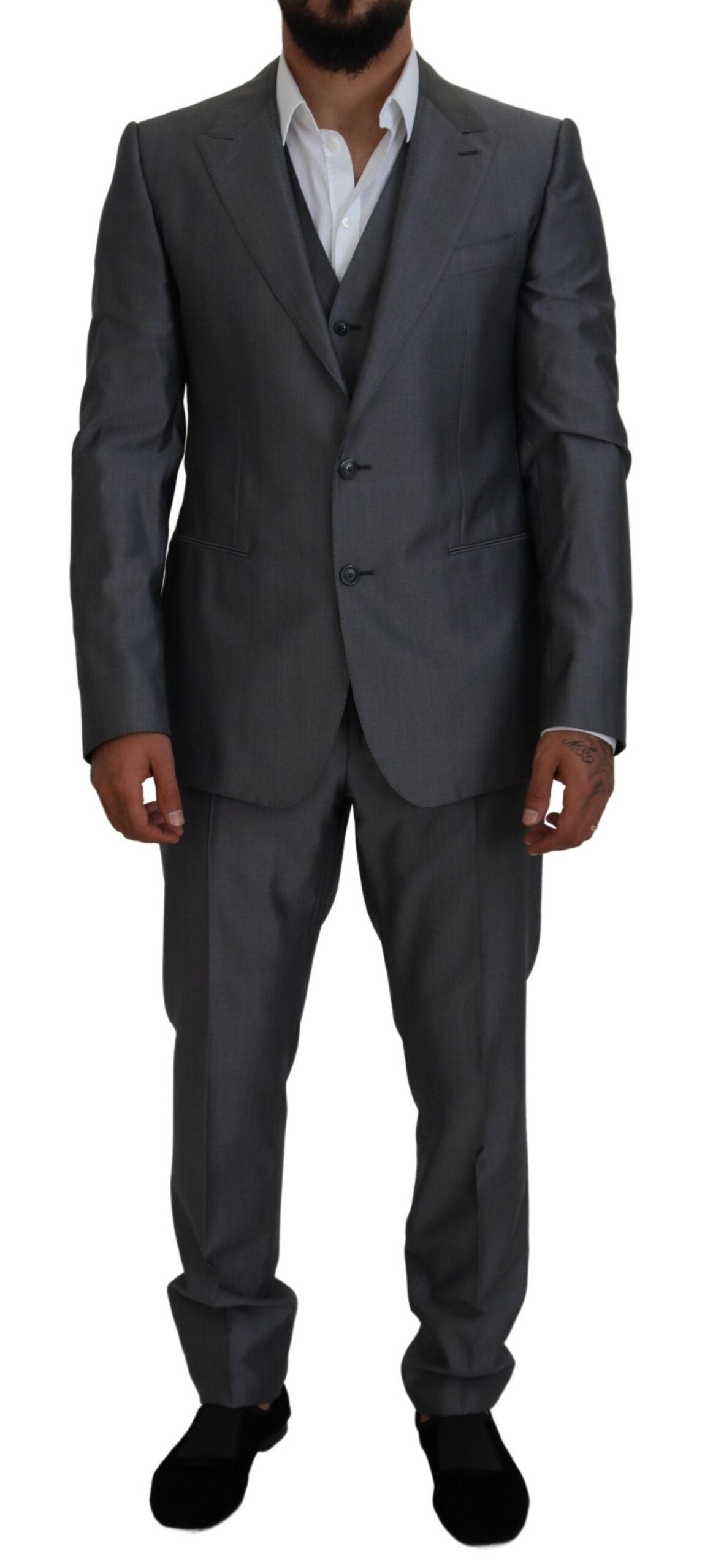 Dolce & Gabbana Grauer SICILIA 3 Stück Slim Fit Anzug-1